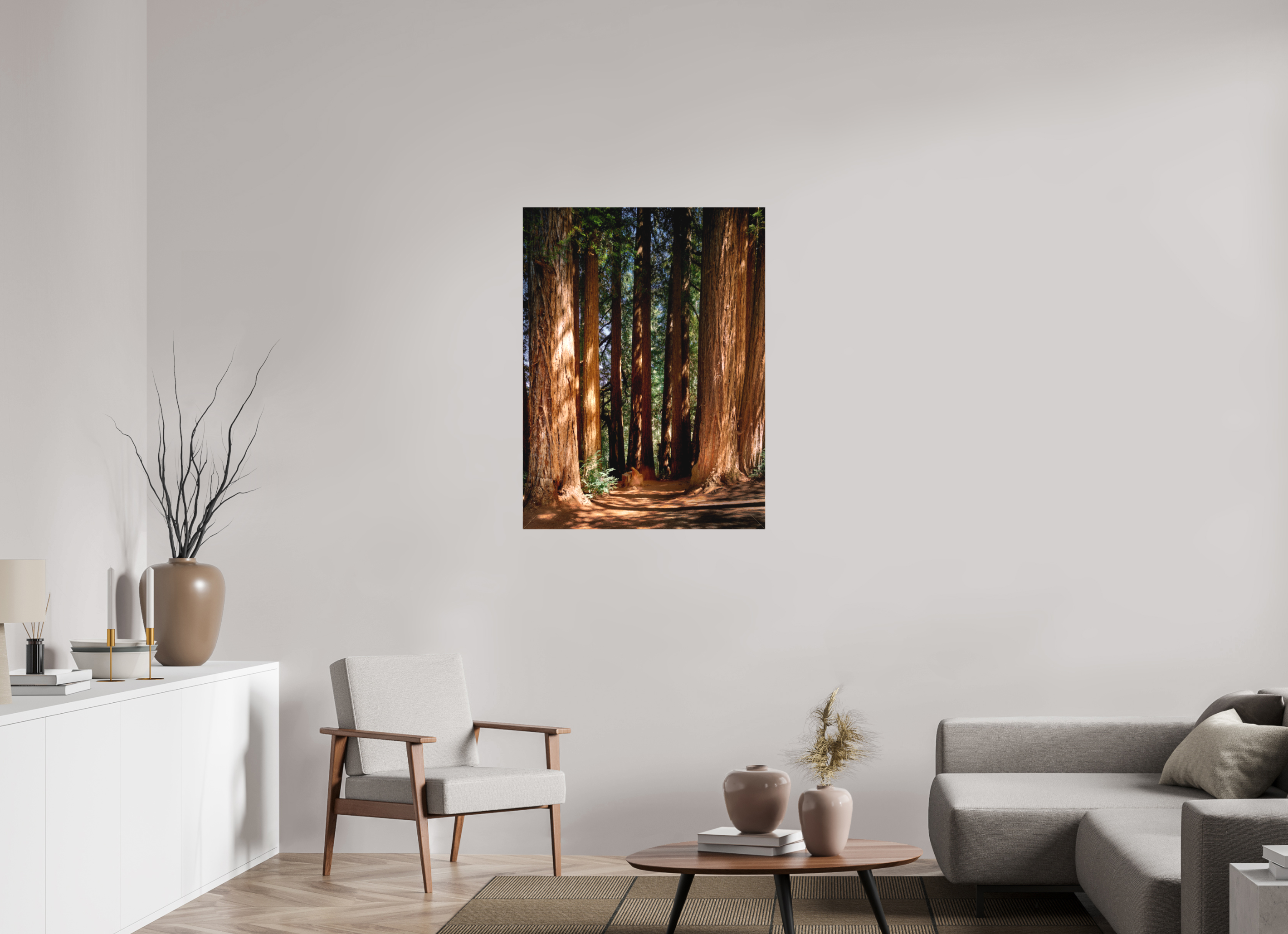 30 x 40″, Fine Art Textile Felton Redwoods Cathedral Grove