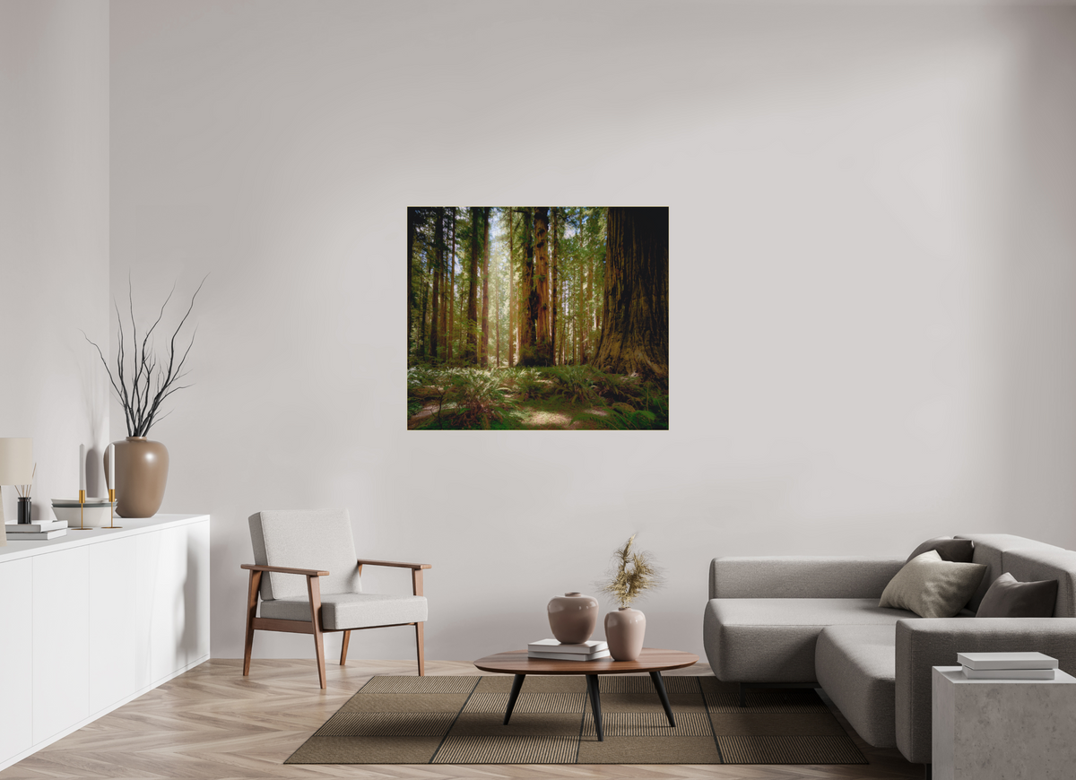 50.2 x 43″, Bonded Acrylic Gold Frame Life & Light Beneath the Giants