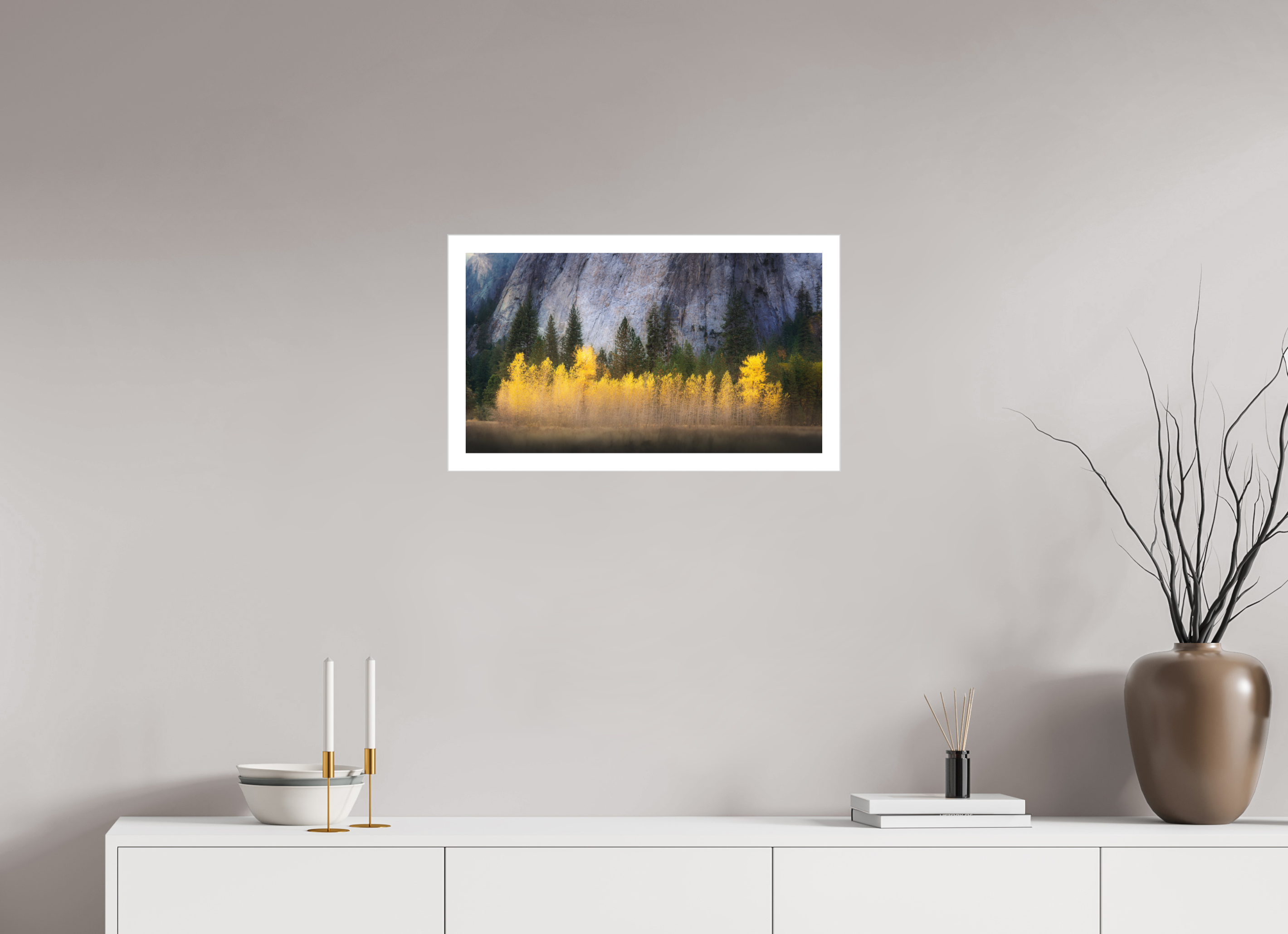 24 x 13.5″, Fine Art Bonded Acrylic Quaking Aspens Beneath Cathedral Rock