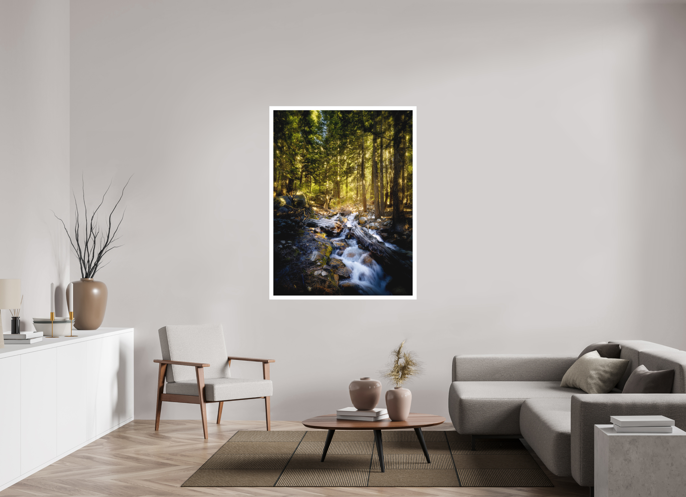42 x 56″, Fine Art Bonded Acrylic Lone Pine Creek Waterfall on Mt. Whitney