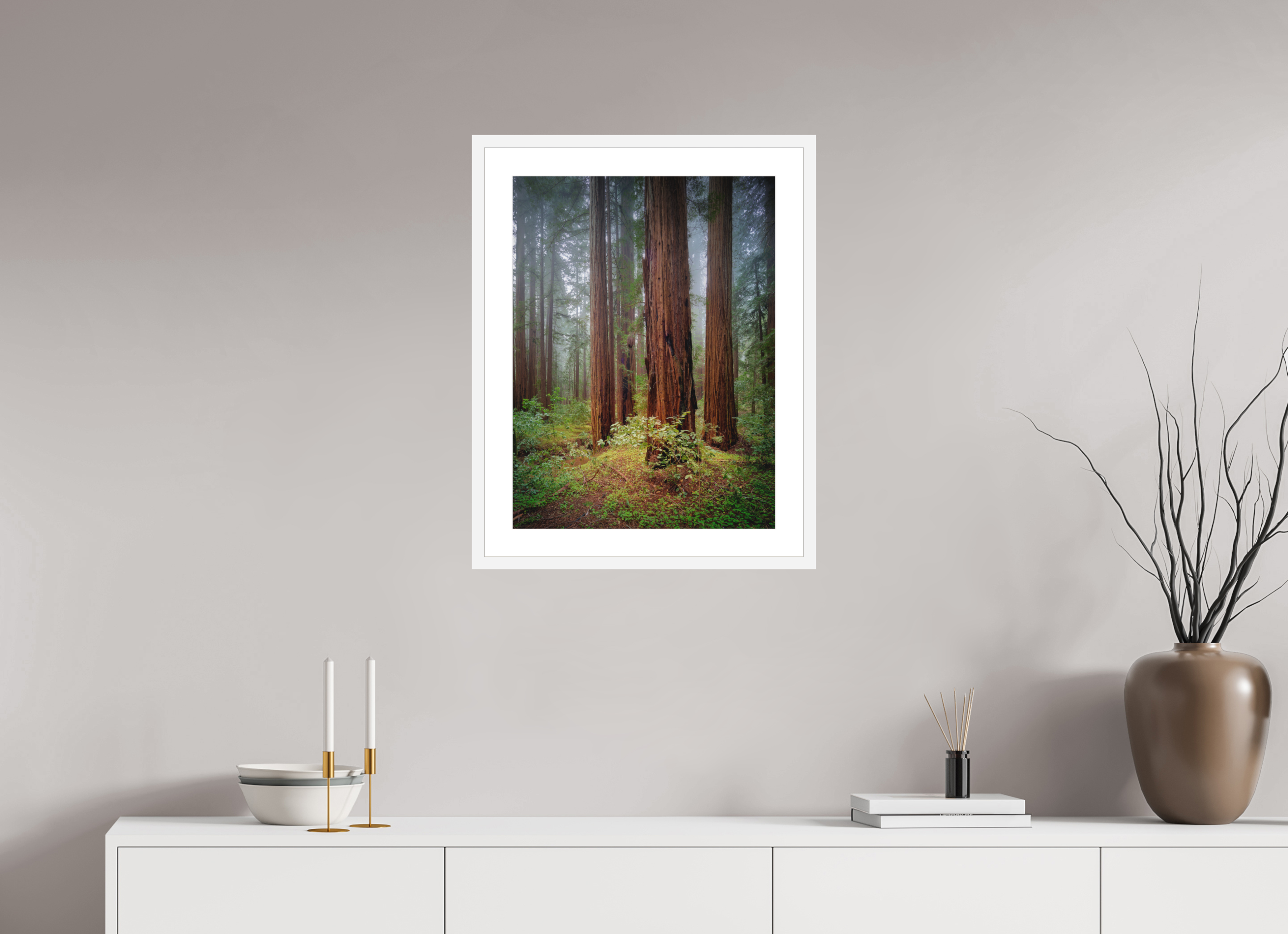 18 x 24″, Passe-Partout White Frame Armstrong Redwoods I: Truncus Circle of Life