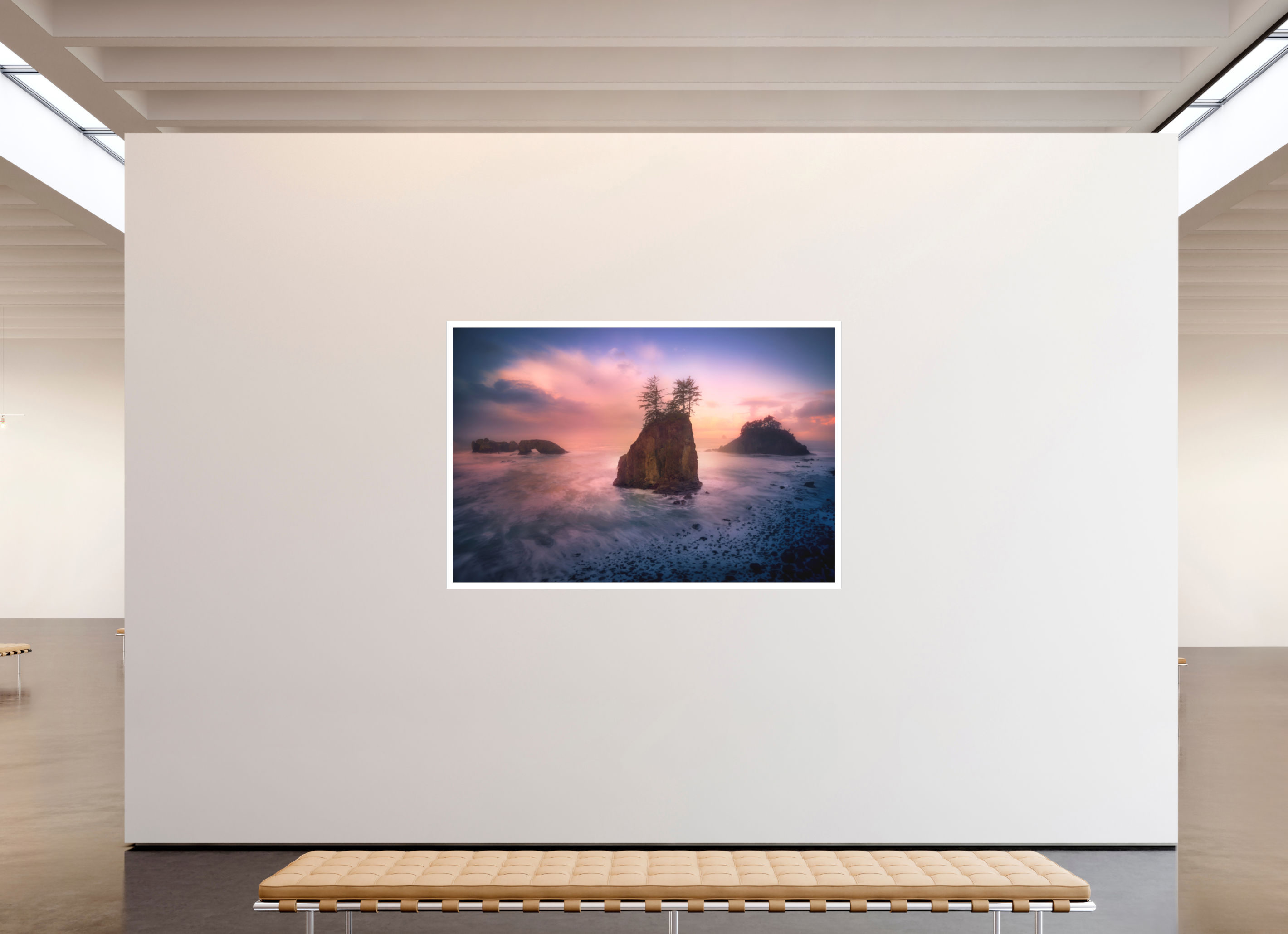 75 x 50″, Bonded Acrylic Mat + Silver Frame The Oregon Coast: Secret Beach