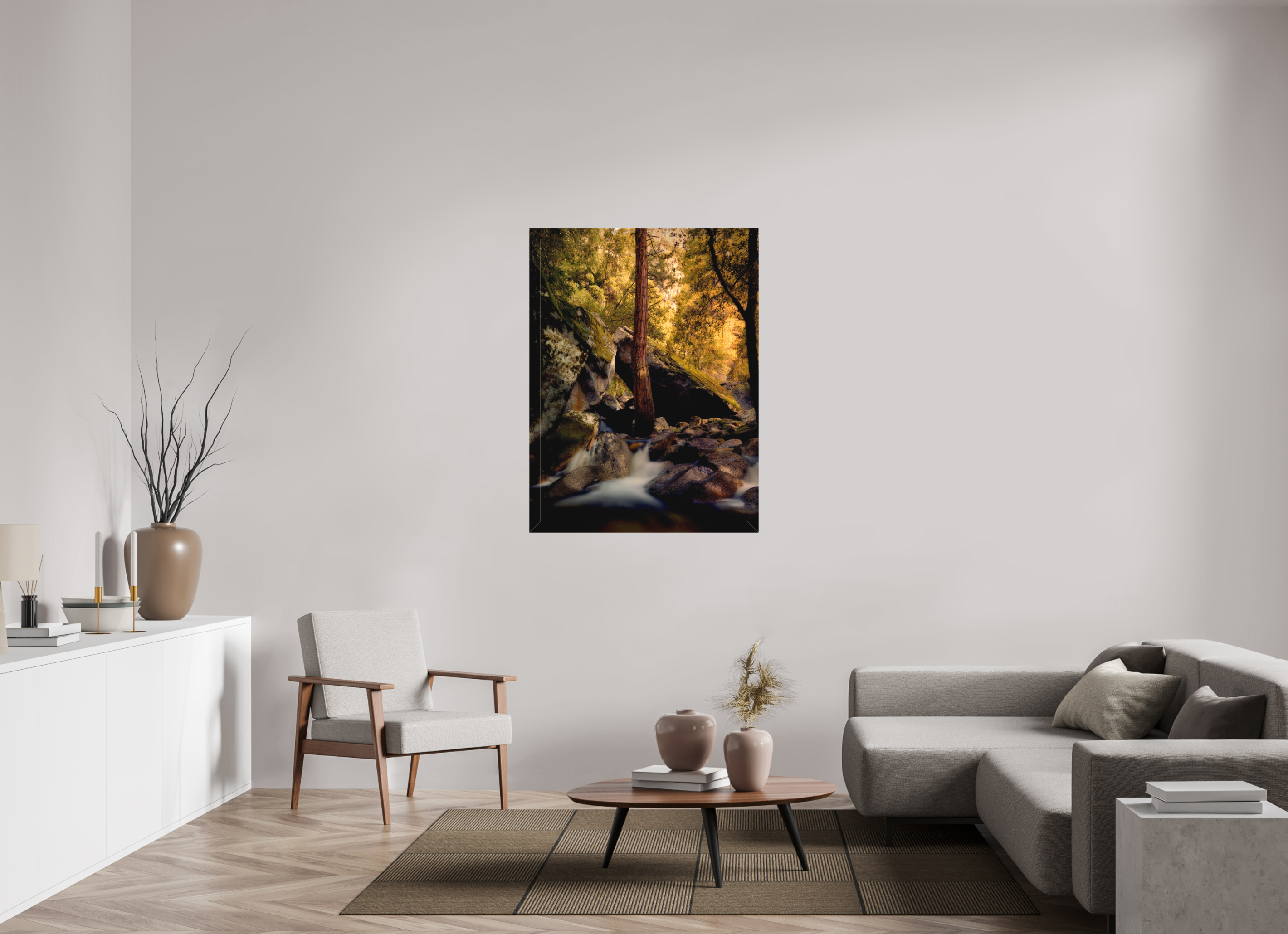 36 x 48″, Fine Art Textile Yosemite's Cascade Creek at Sunrise