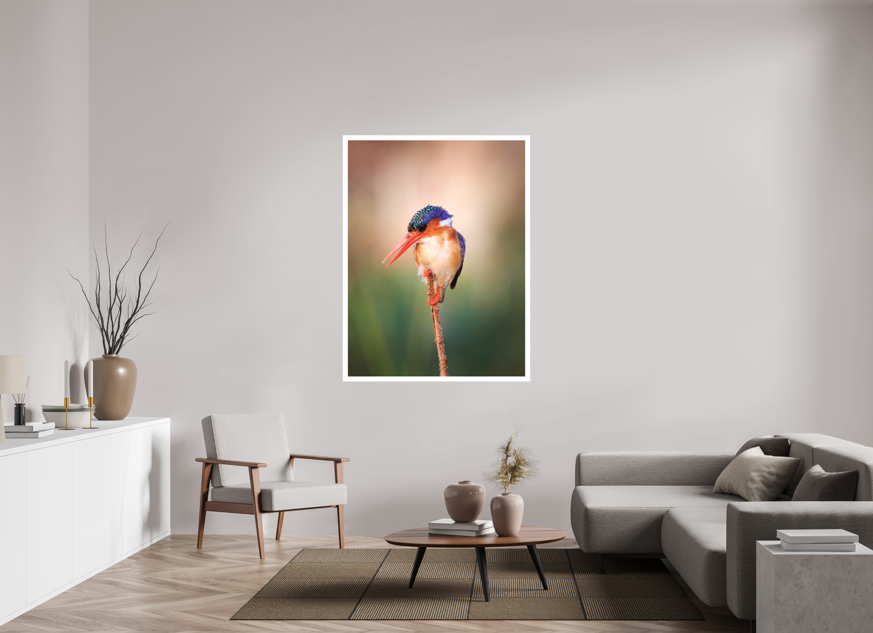 42 x 56″, Fine Art Bonded Acrylic Chobe River Kingfisher