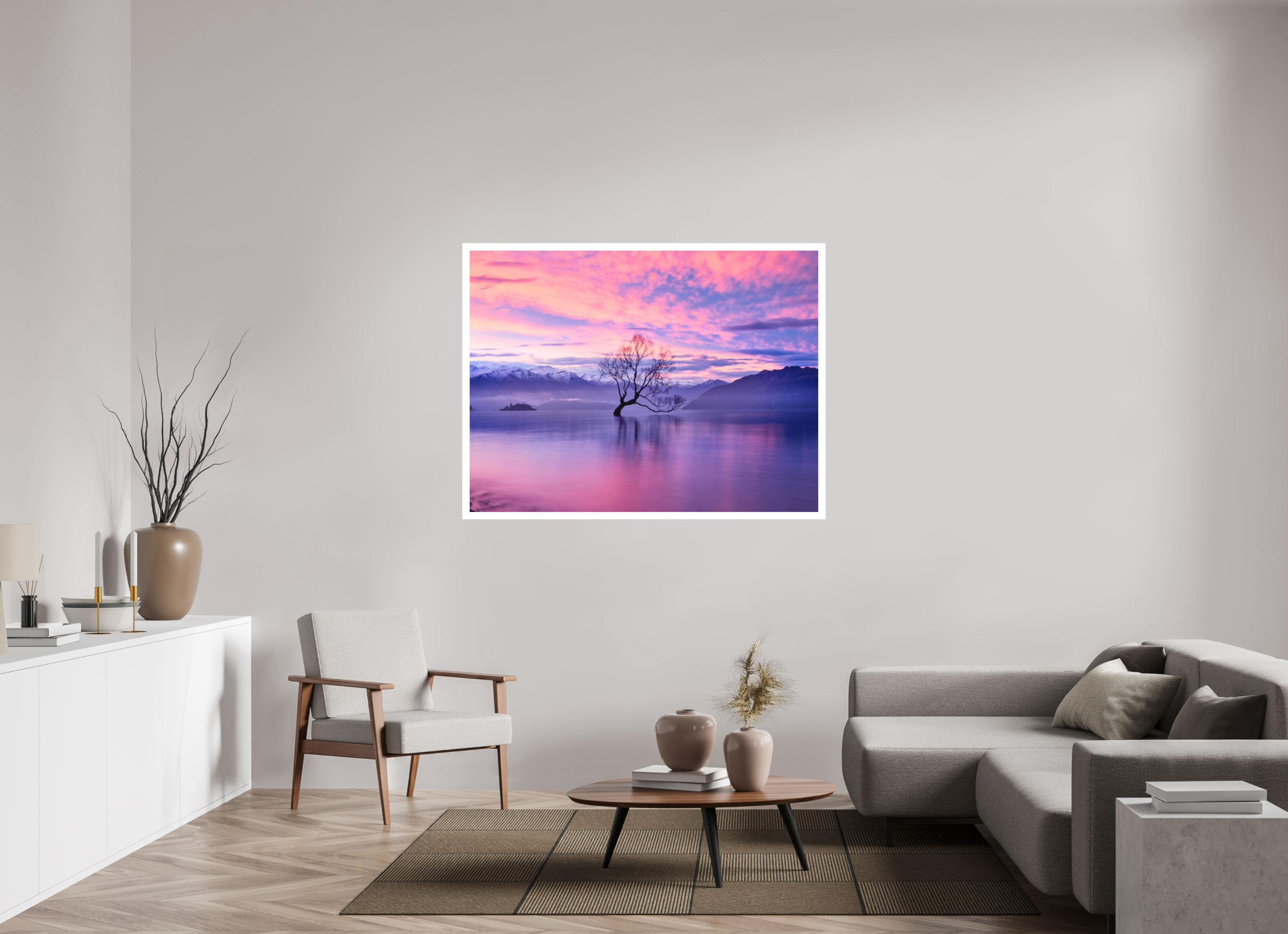56 x 42″, Fine Art Bonded Acrylic Wanaka II: The Wanaka Tree Beneath a Brilliant Sunset