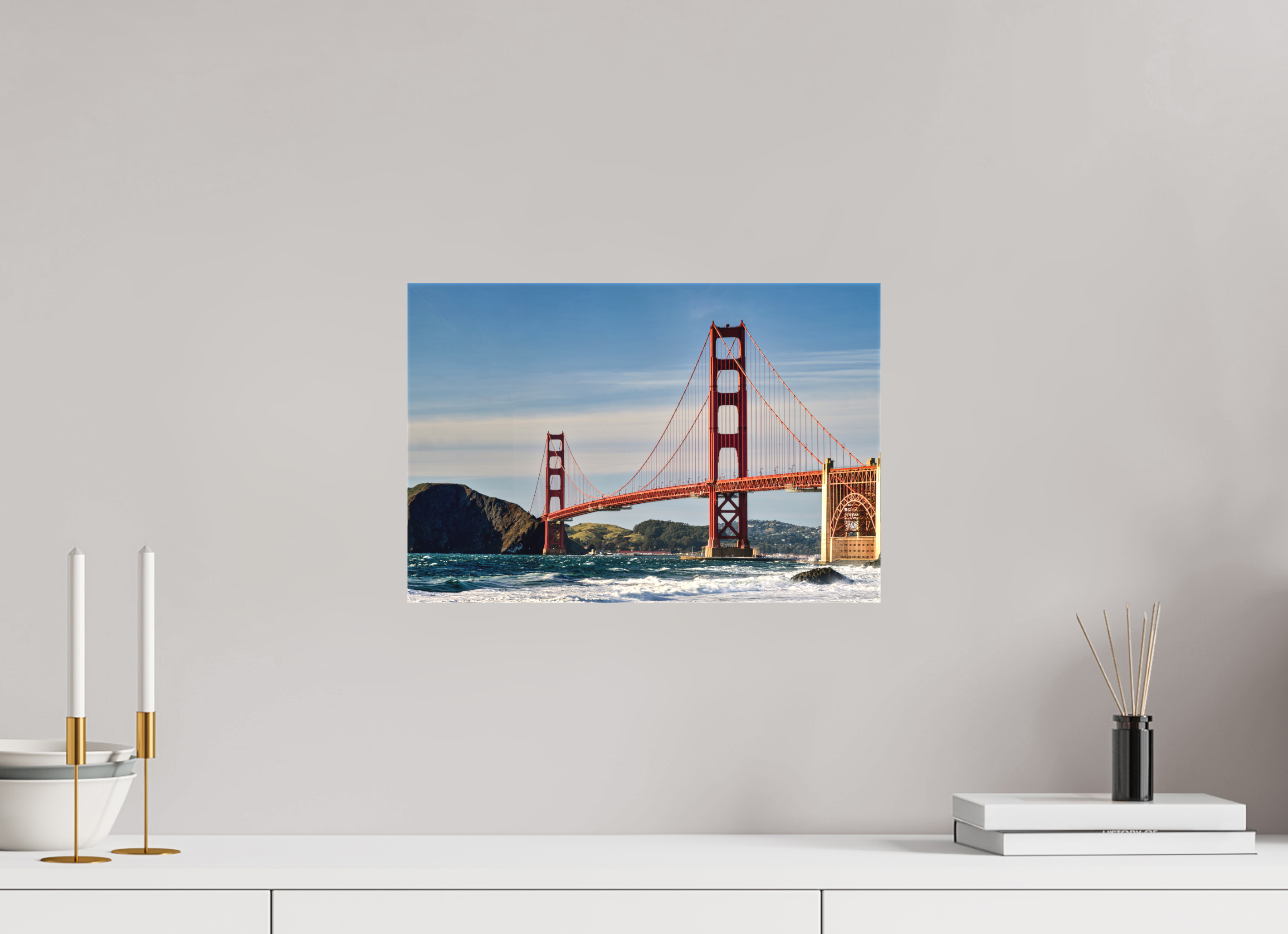 15 x 10″, Fine Art Textile Golden Gate I: A Postcard View