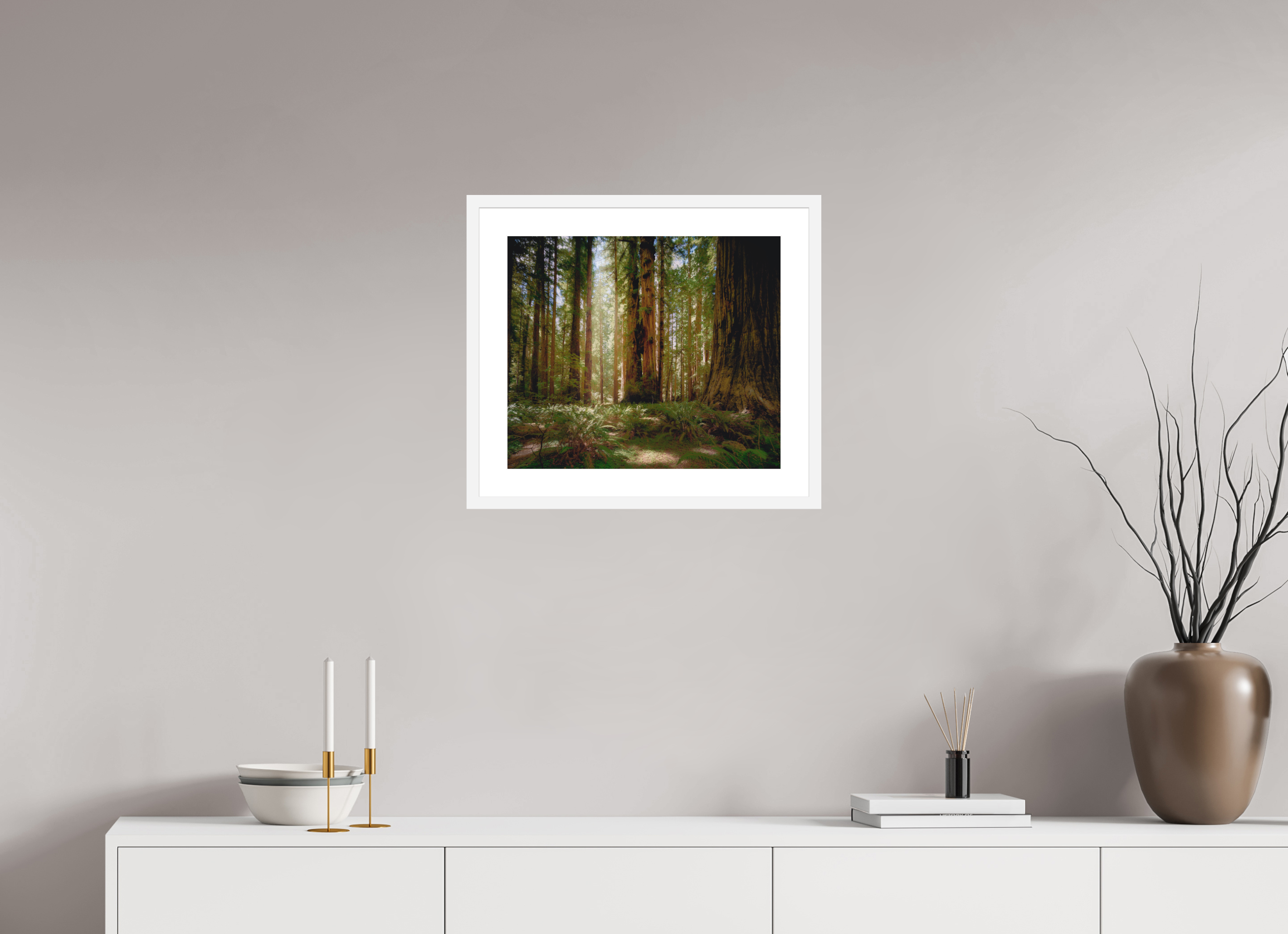 18.7 x 16″, Passe-Partout White Frame Life & Light Beneath the Giants