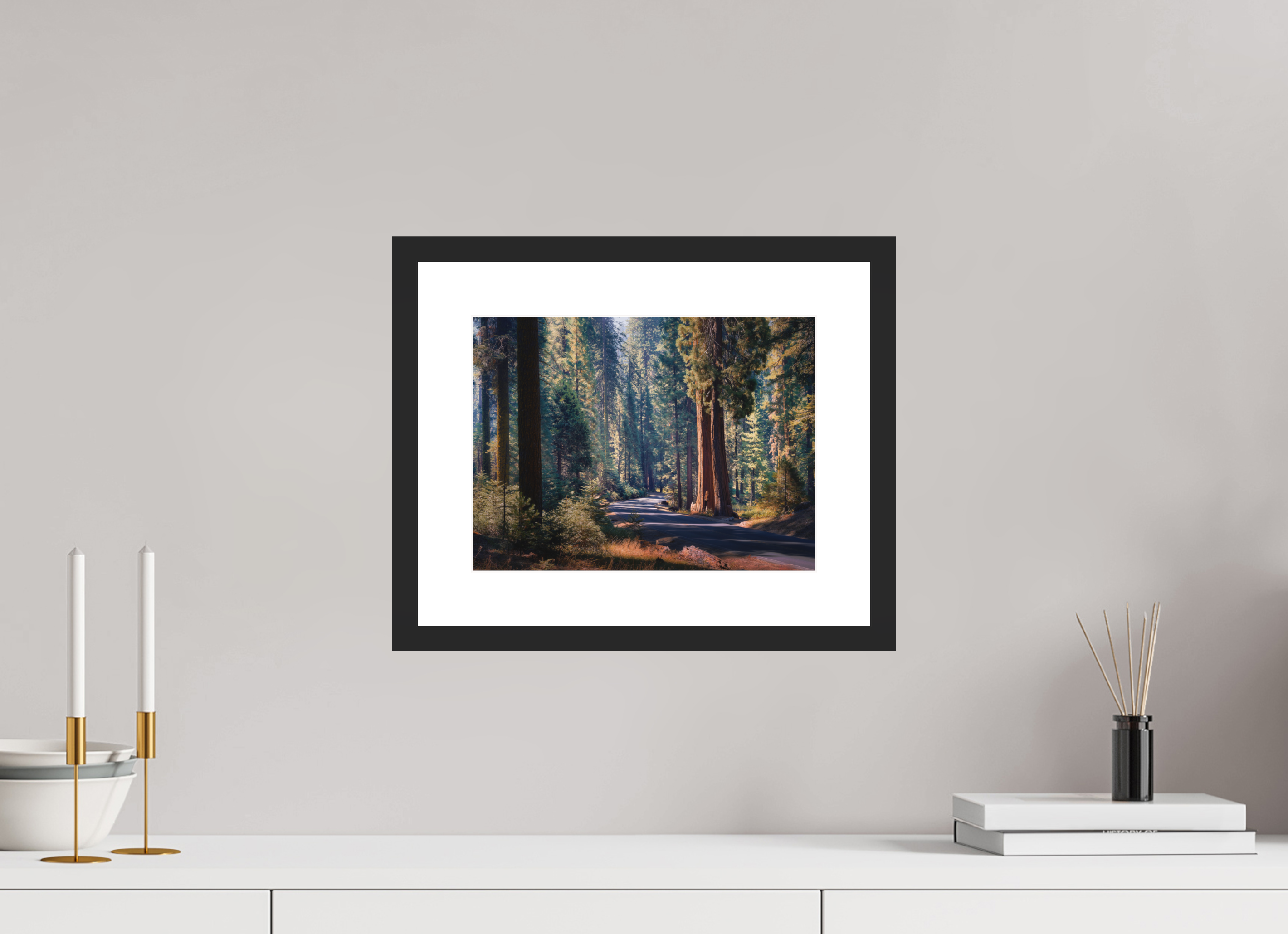 12 x 9″, Passe-Partout Black Frame The Generals Highway I : Sequoia National Park