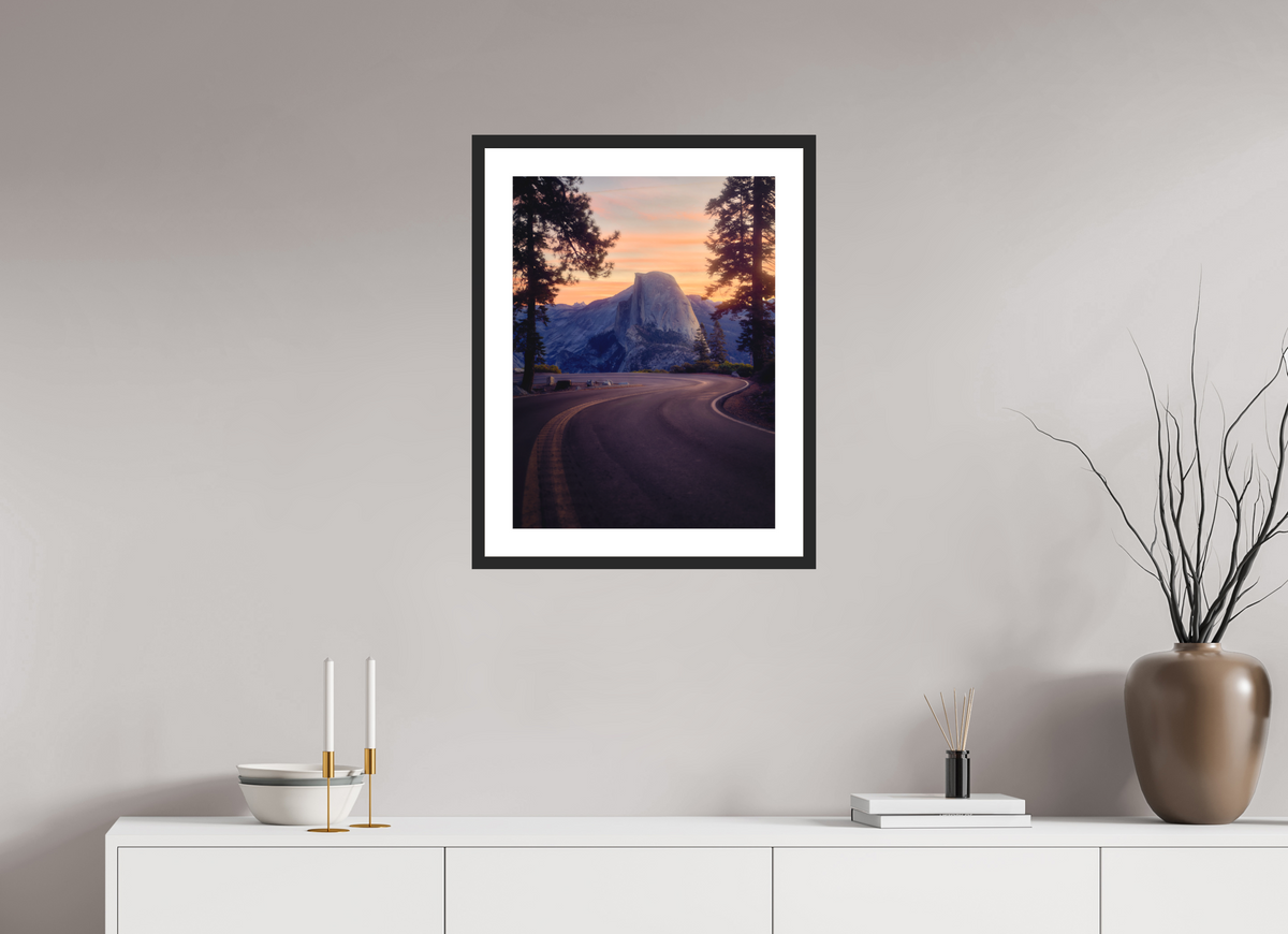 18 x 24″, Passe-Partout Black Frame Flexus: Half Dome from Horseshoe Curve