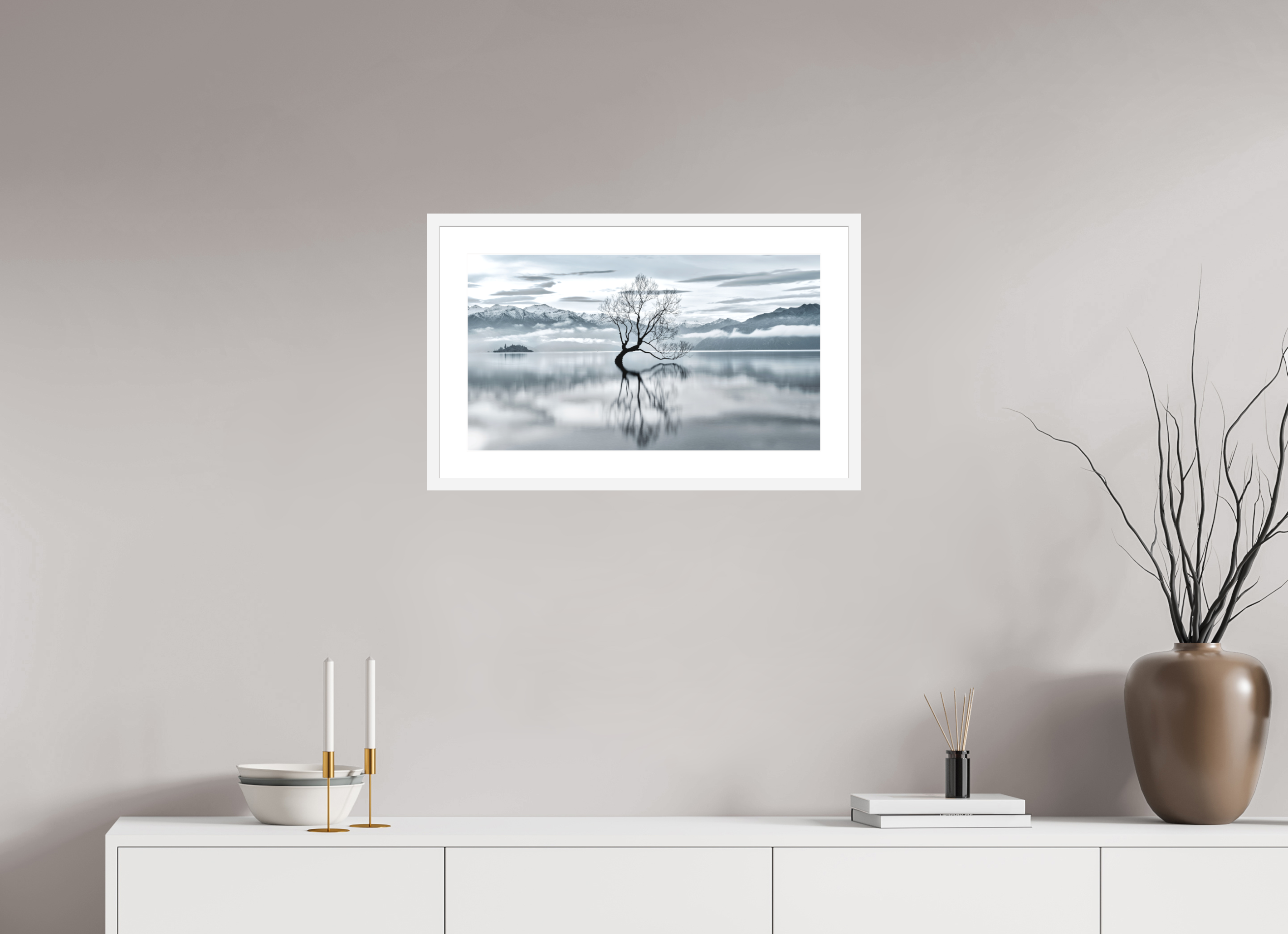 24 x 13.5″, Passe-Partout White Frame Wanaka III: Almost Monochrome