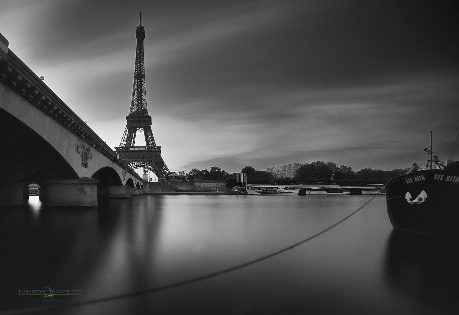 Monochromatic Monday: Proof of Concept of Eiffel Tower on River Seine