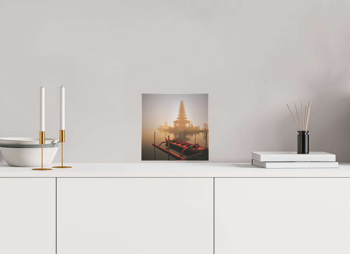 8 x 8″, Acrylic Block Gift Set Bali: Temple  Pura Ulun Danu Bratan