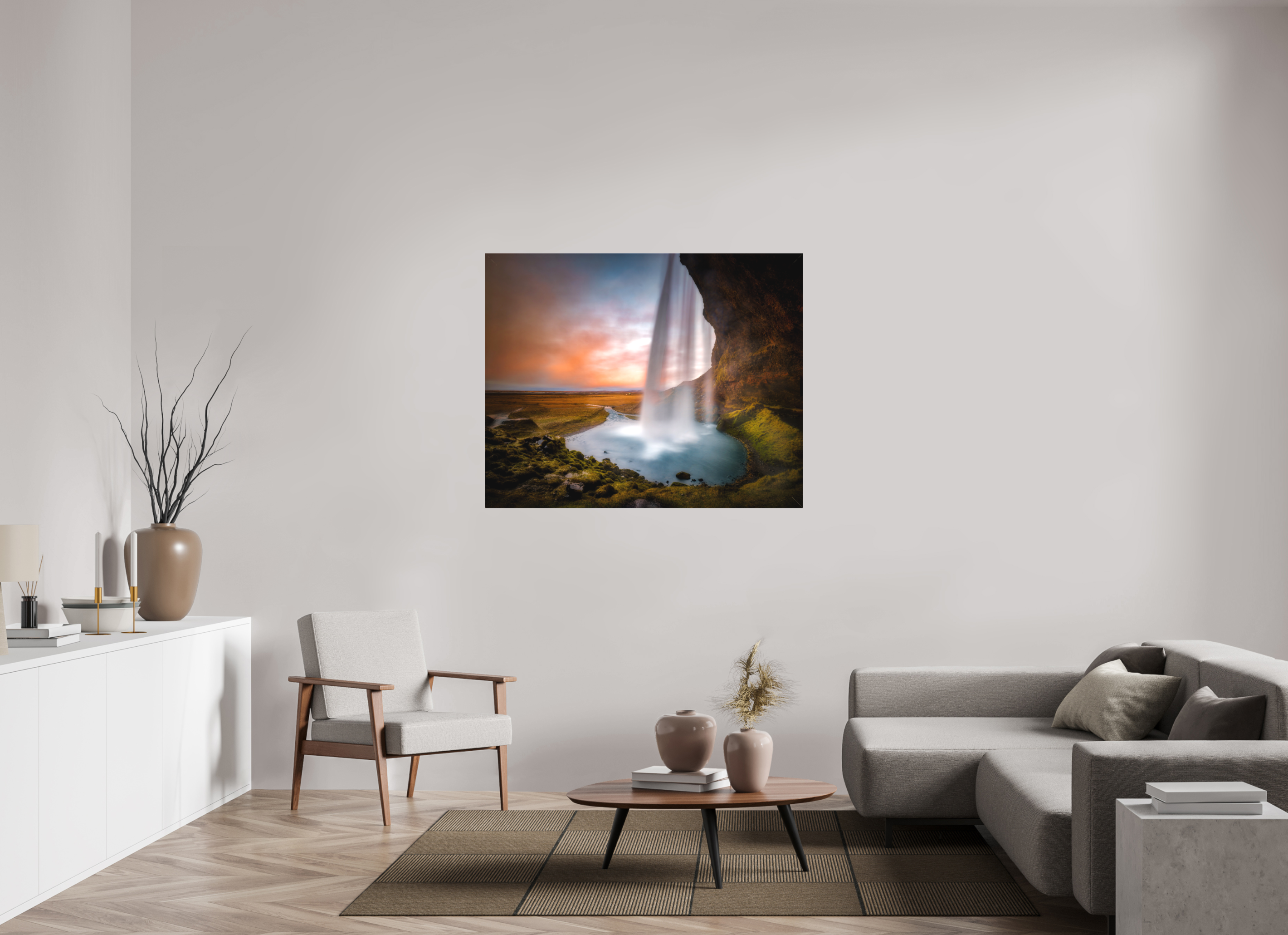 50.1 x 40″, Fine Art Textile Seljalandsfoss