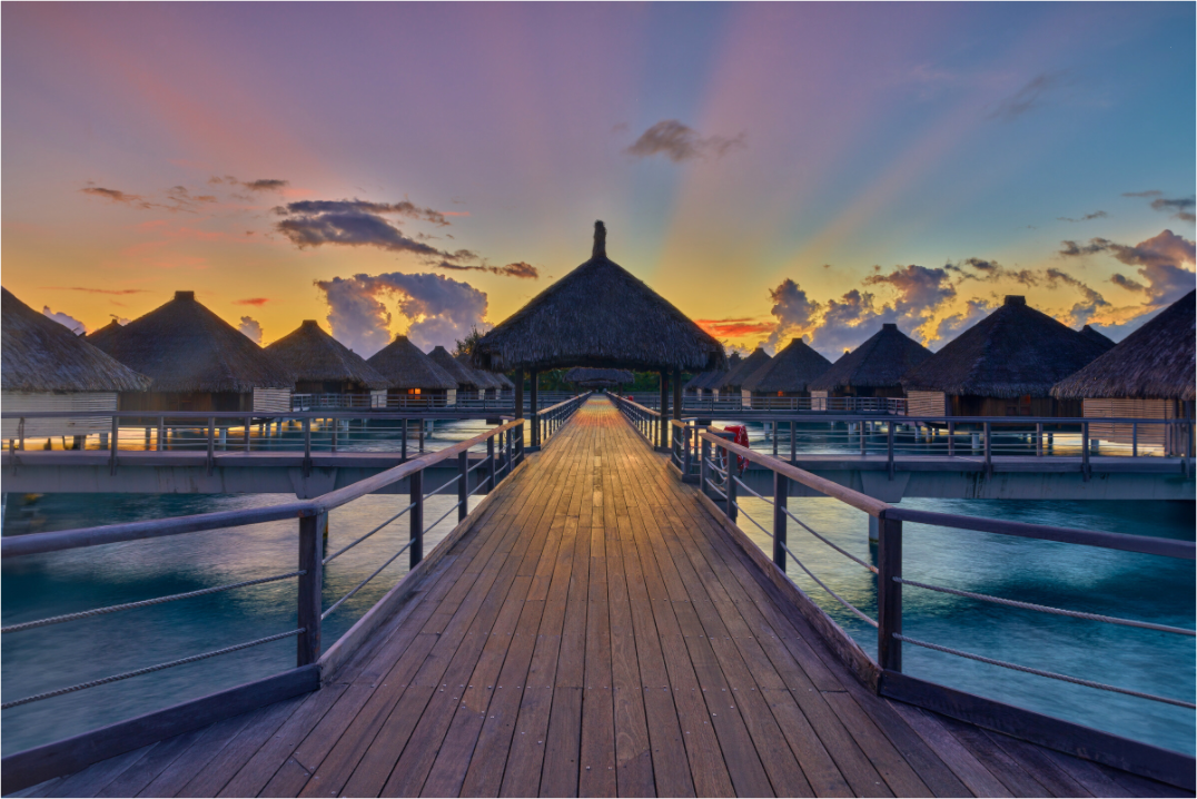 Main image Sunrise Over Bora Bora Overwater Bungalows