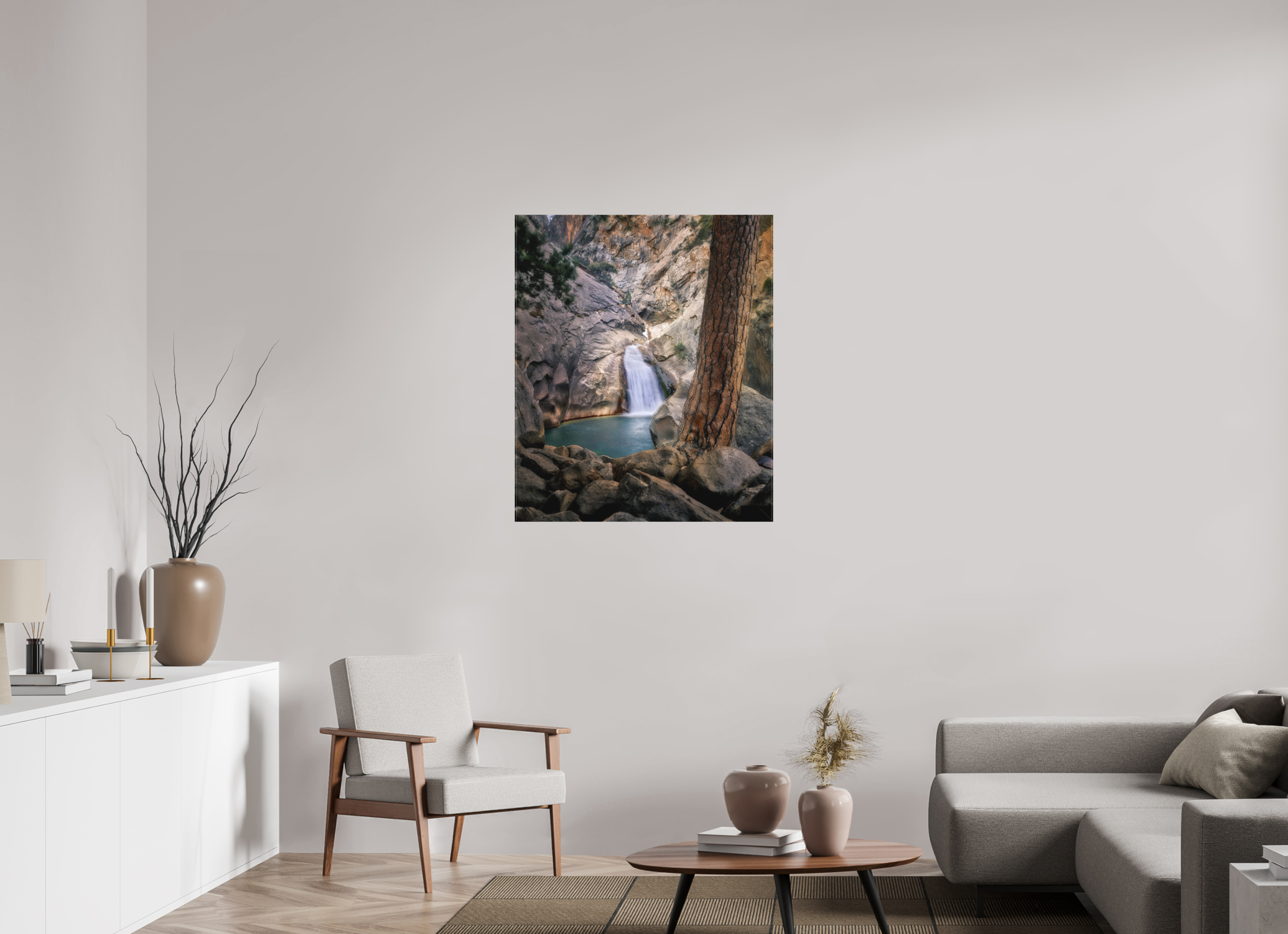 32 x 38.1″, Fine Art Textile Roaring River Falls 1 —Kings Canyon