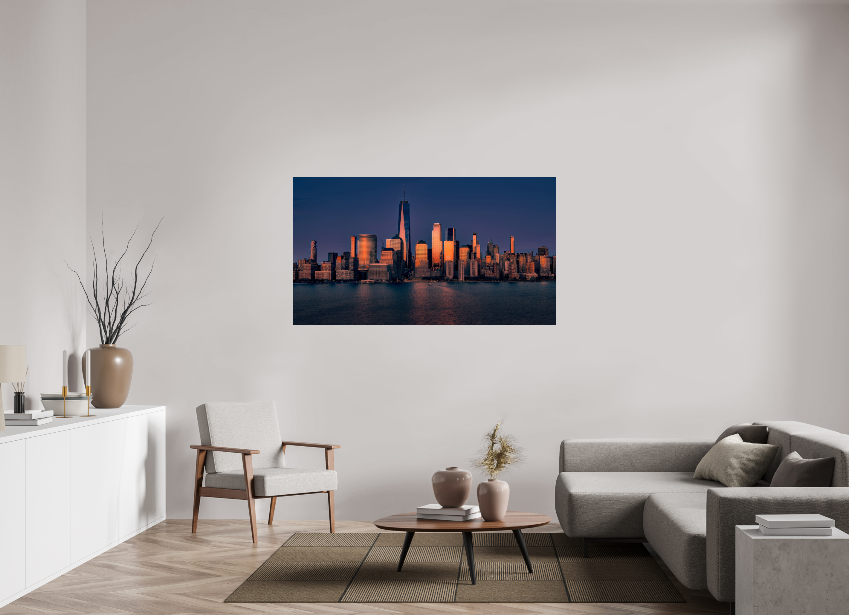 64 x 36″, Giclée Alu-Dibond Manhattan Reflects the End of the Day