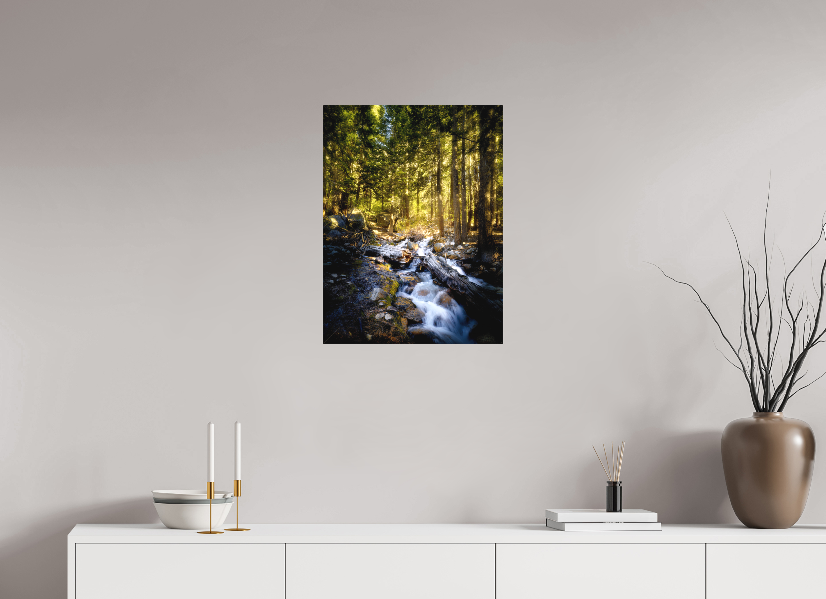 18 x 24″, Fine Art Textile Lone Pine Creek Waterfall on Mt. Whitney