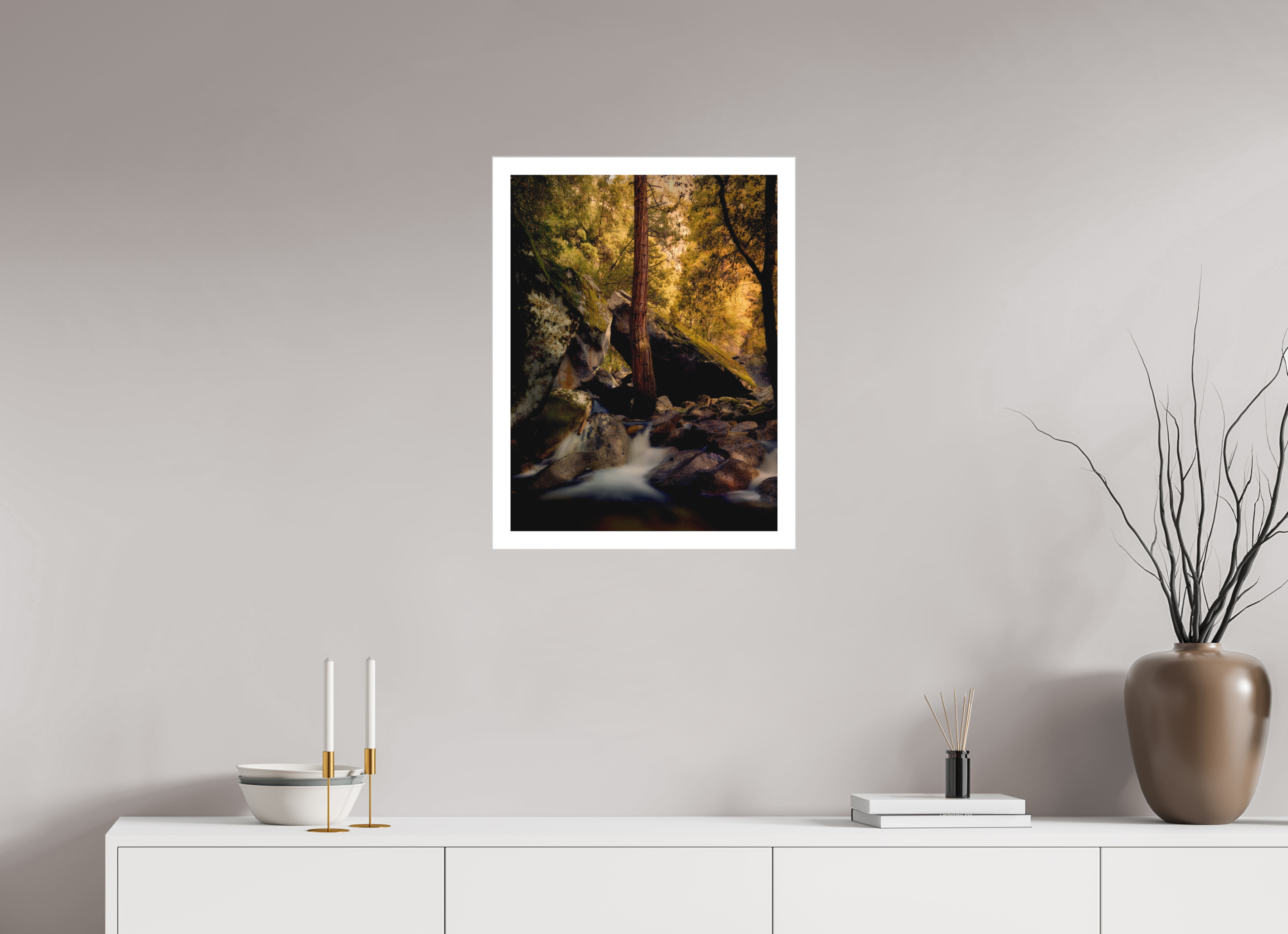 18 x 24″, Fine Art Bonded Acrylic Yosemite's Cascade Creek at Sunrise