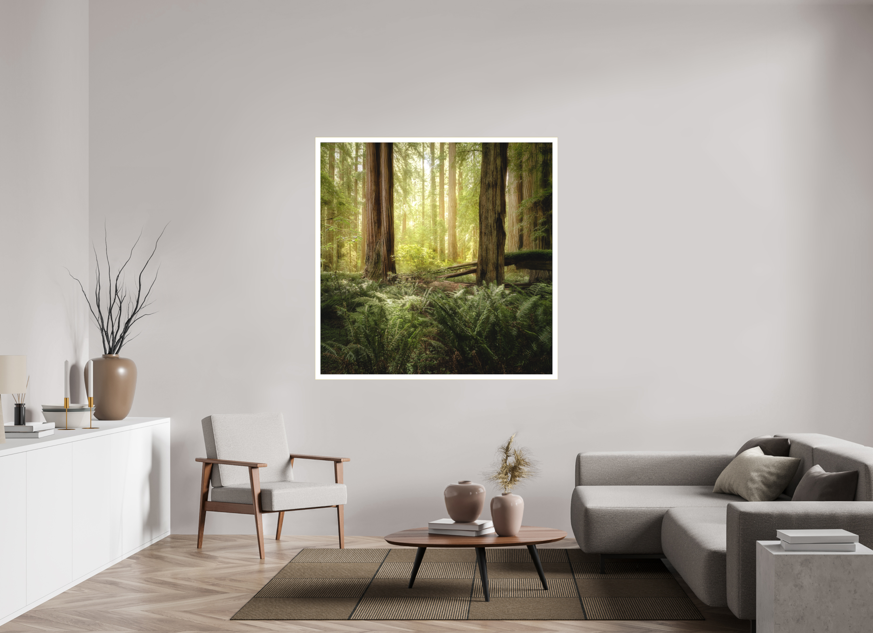 55 x 55″, Bonded Acrylic Mat + Gold Frame Lux Armarium: Stout Grove