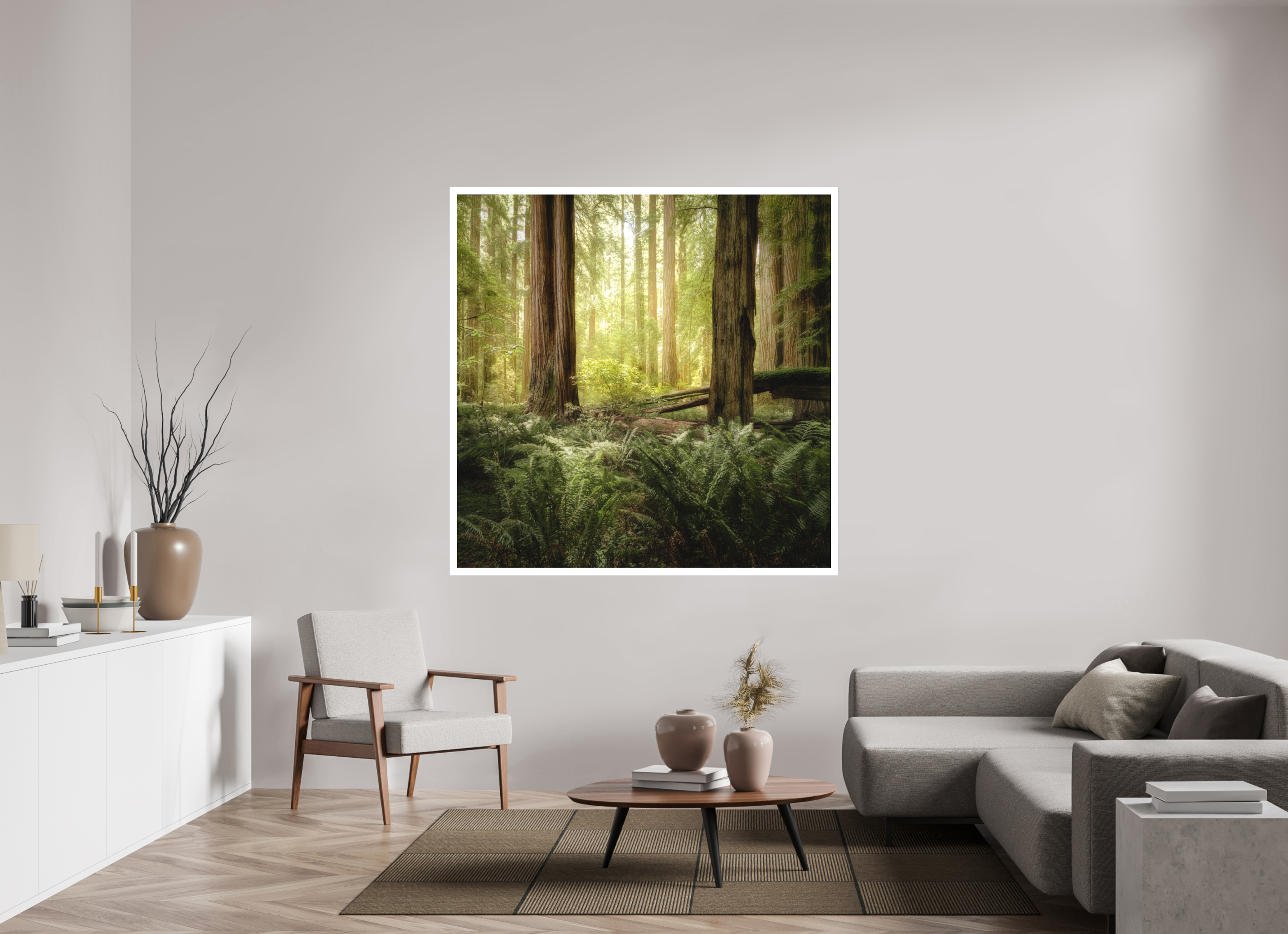 60 x 60″, Bonded Acrylic Mat + Silver Frame Lux Armarium: Stout Grove