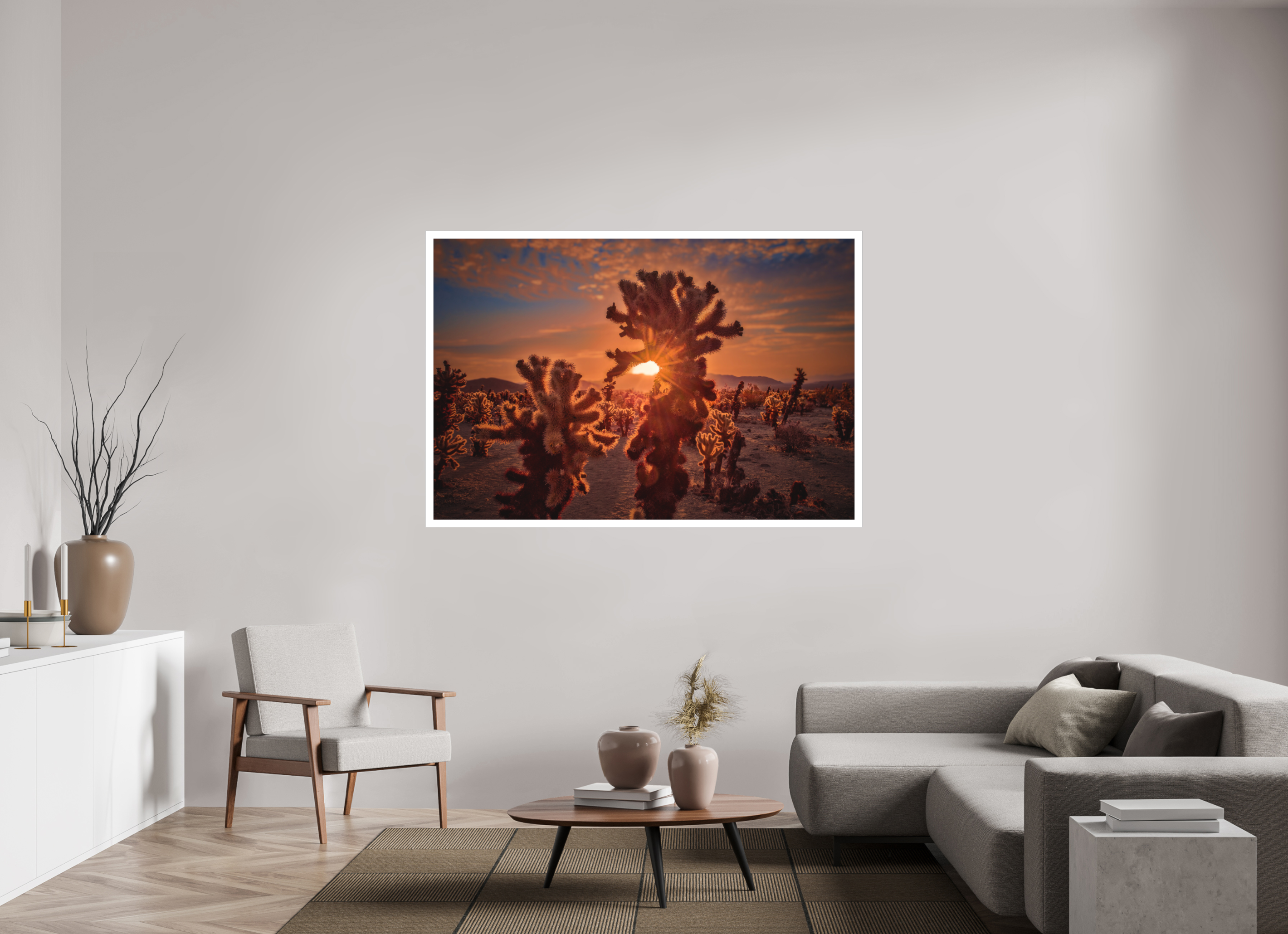 66 x 44″, Fine Art Bonded Acrylic Joshua Tree's Chollah Cactus