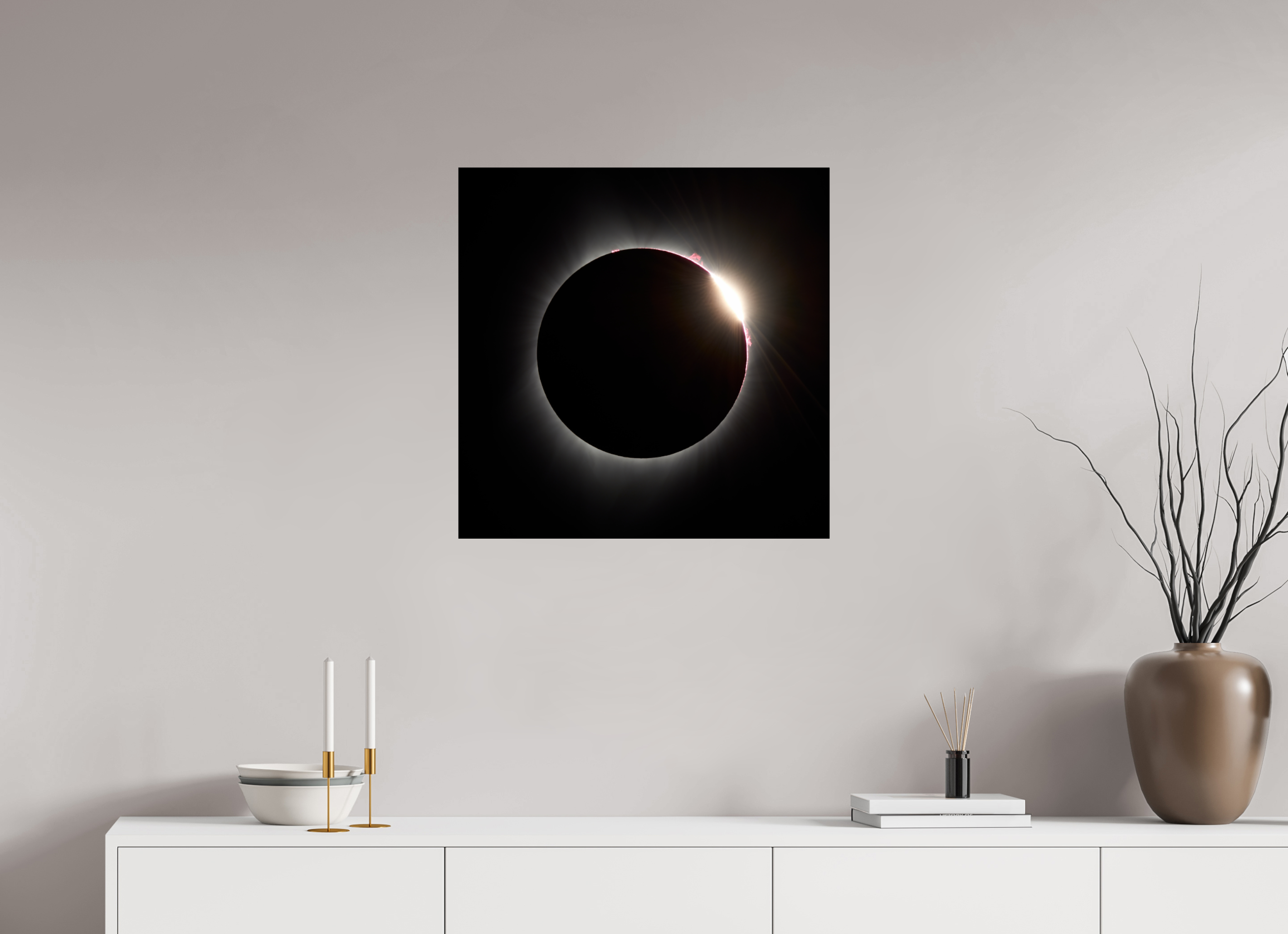 25 x 25″, Giclée Alu-Dibond 2017 Eclipse: The Diamonmd Ring in Oregon