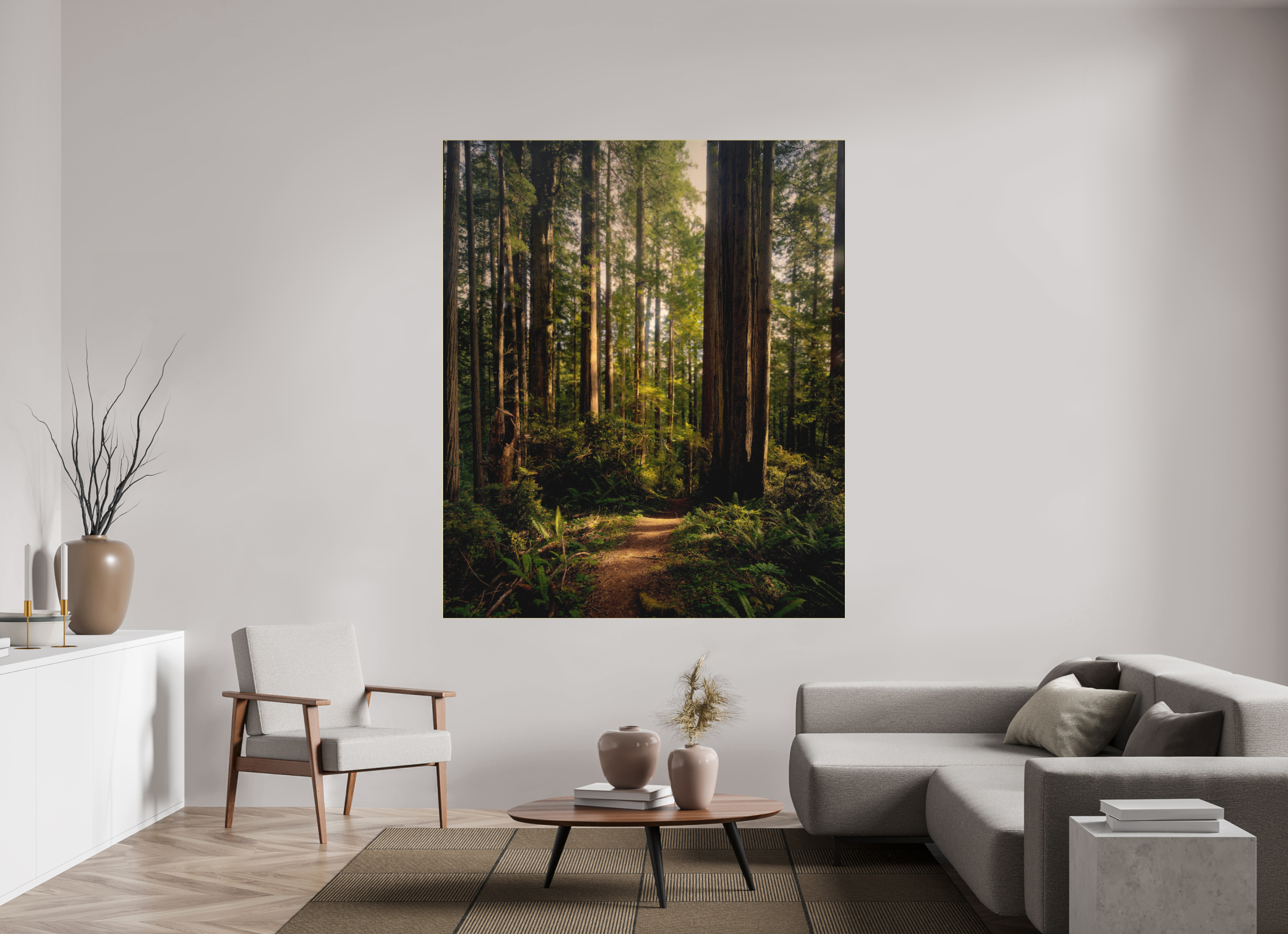 63 x 74.8″, Bonded Acrylic Gold Frame "I went to the woods . . .."