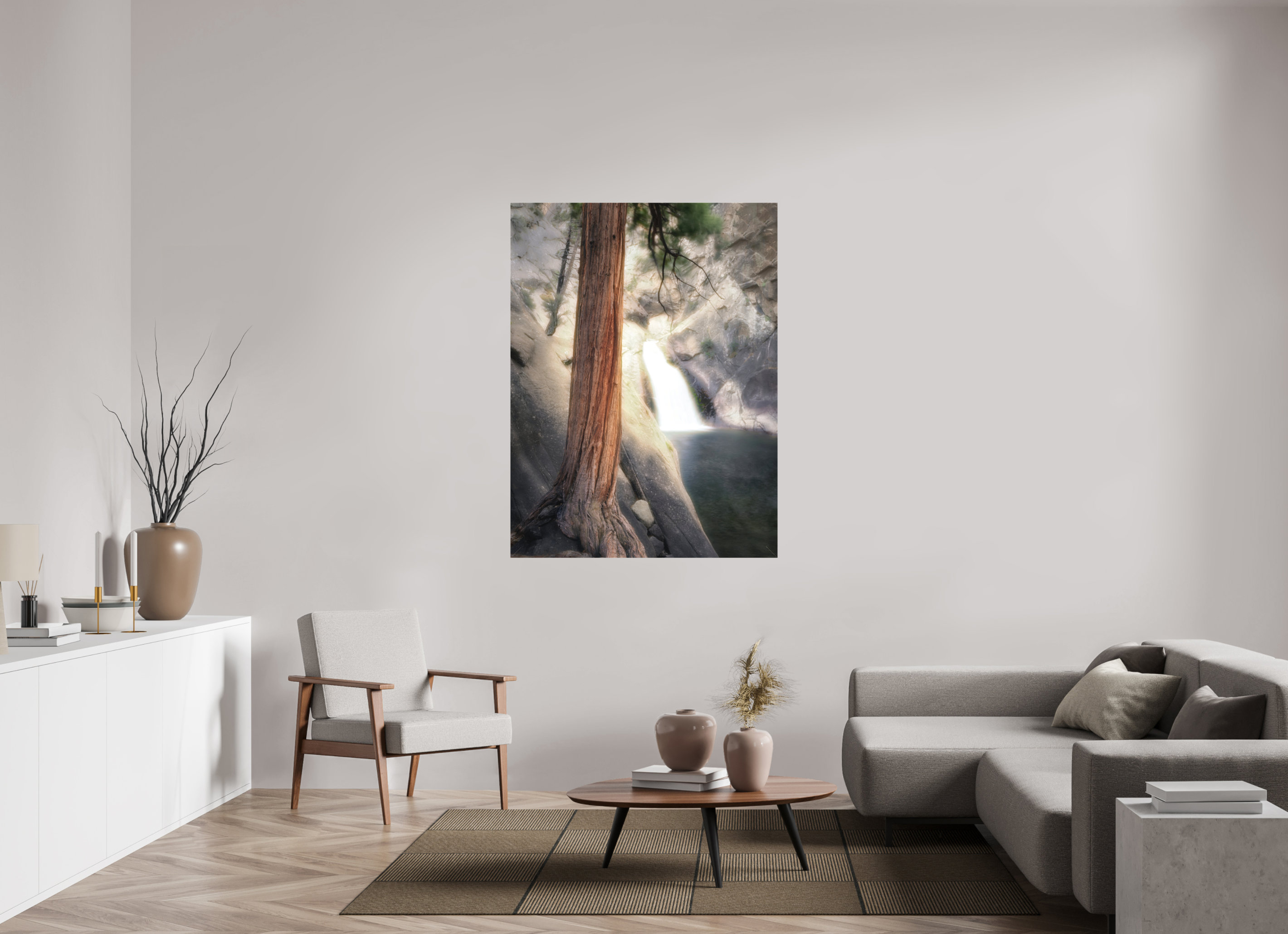 42 x 56″, Fine Art Textile Roaring River Falls 2 — Kings Canyon