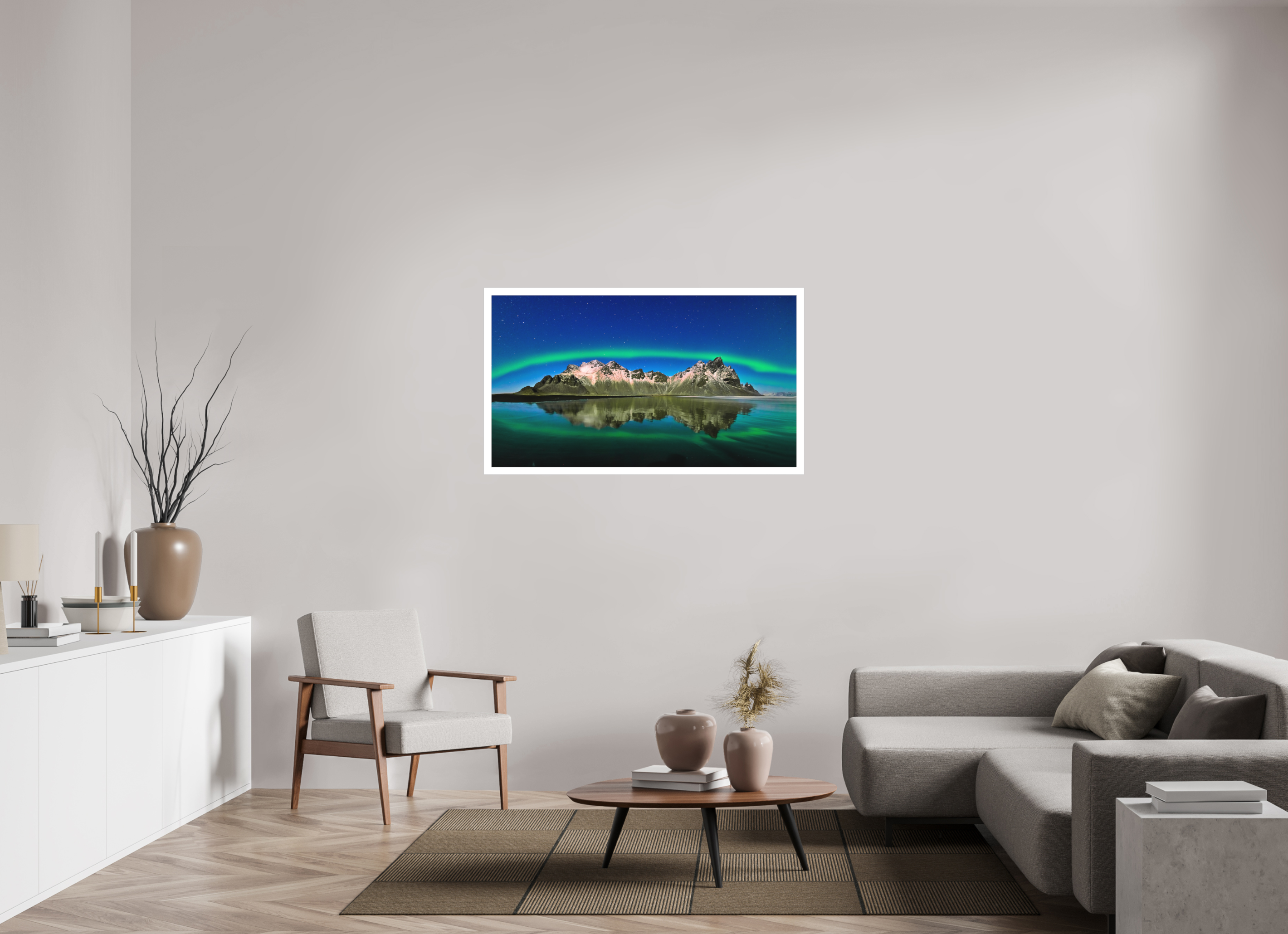 49 x 27.6″, Fine Art Bonded Acrylic Aurora Over Vestrahorn
