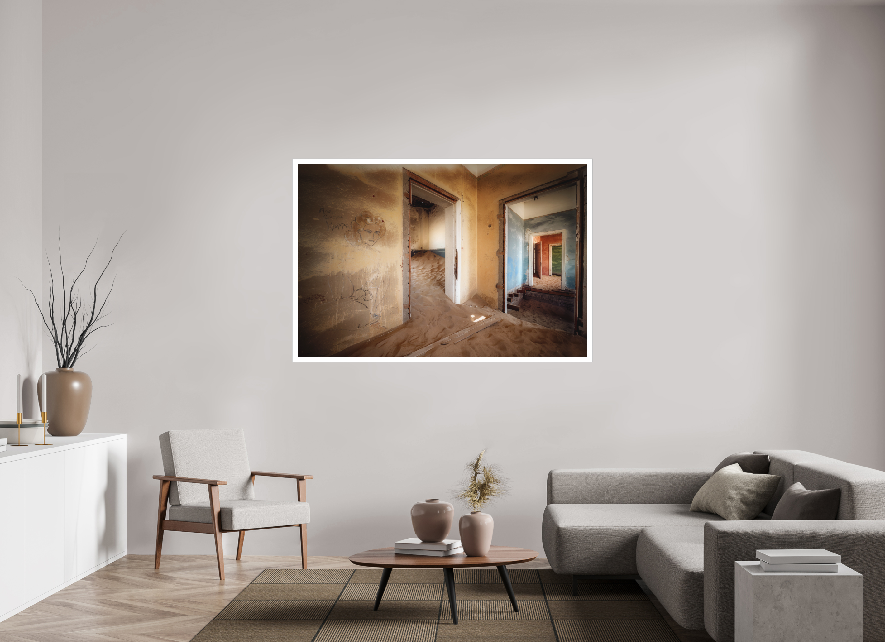 66 x 44″, Fine Art Bonded Acrylic Lost Dreams of Kolmanskop