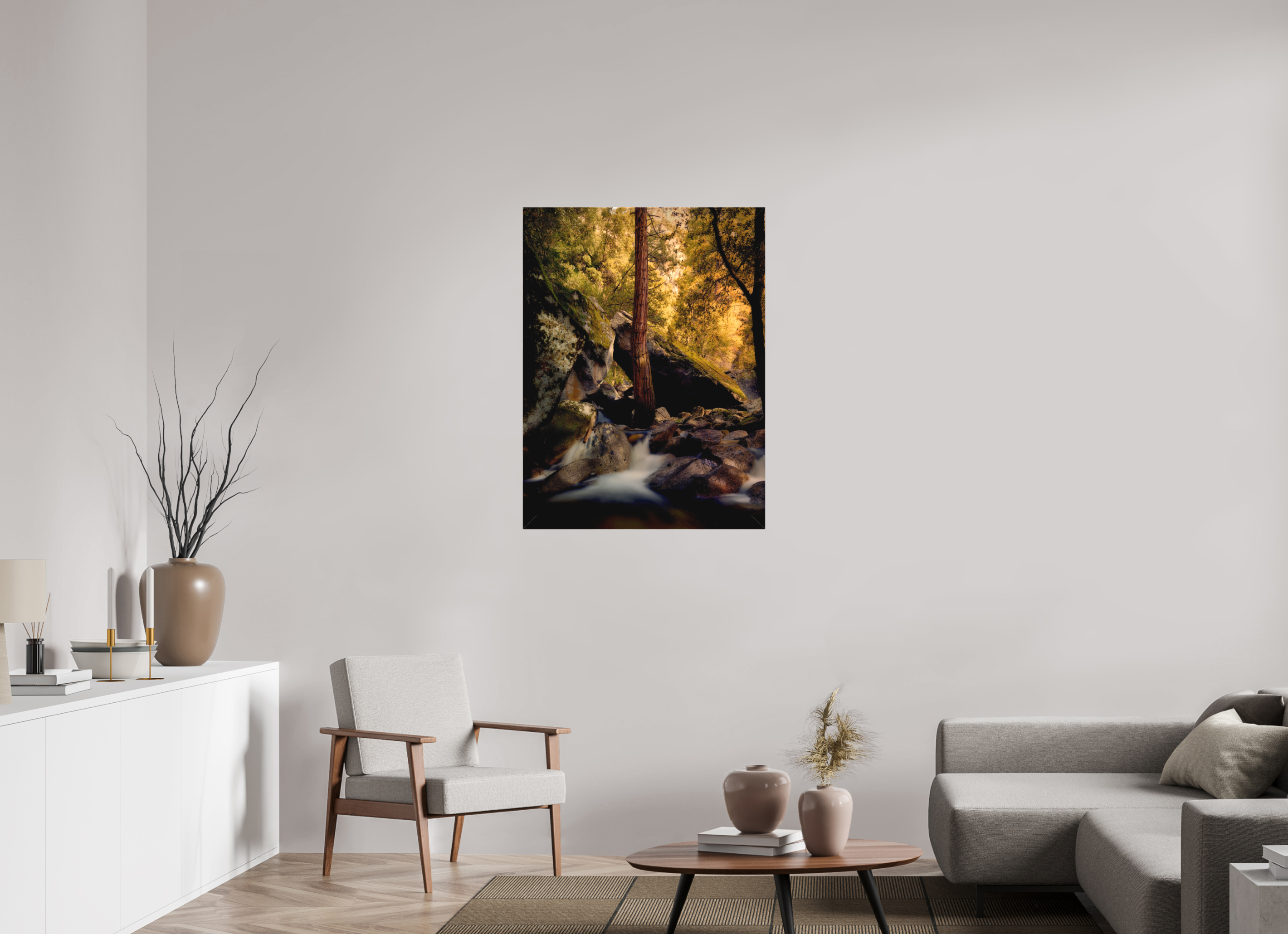 30 x 40″, Fine Art Textile Yosemite's Cascade Creek at Sunrise