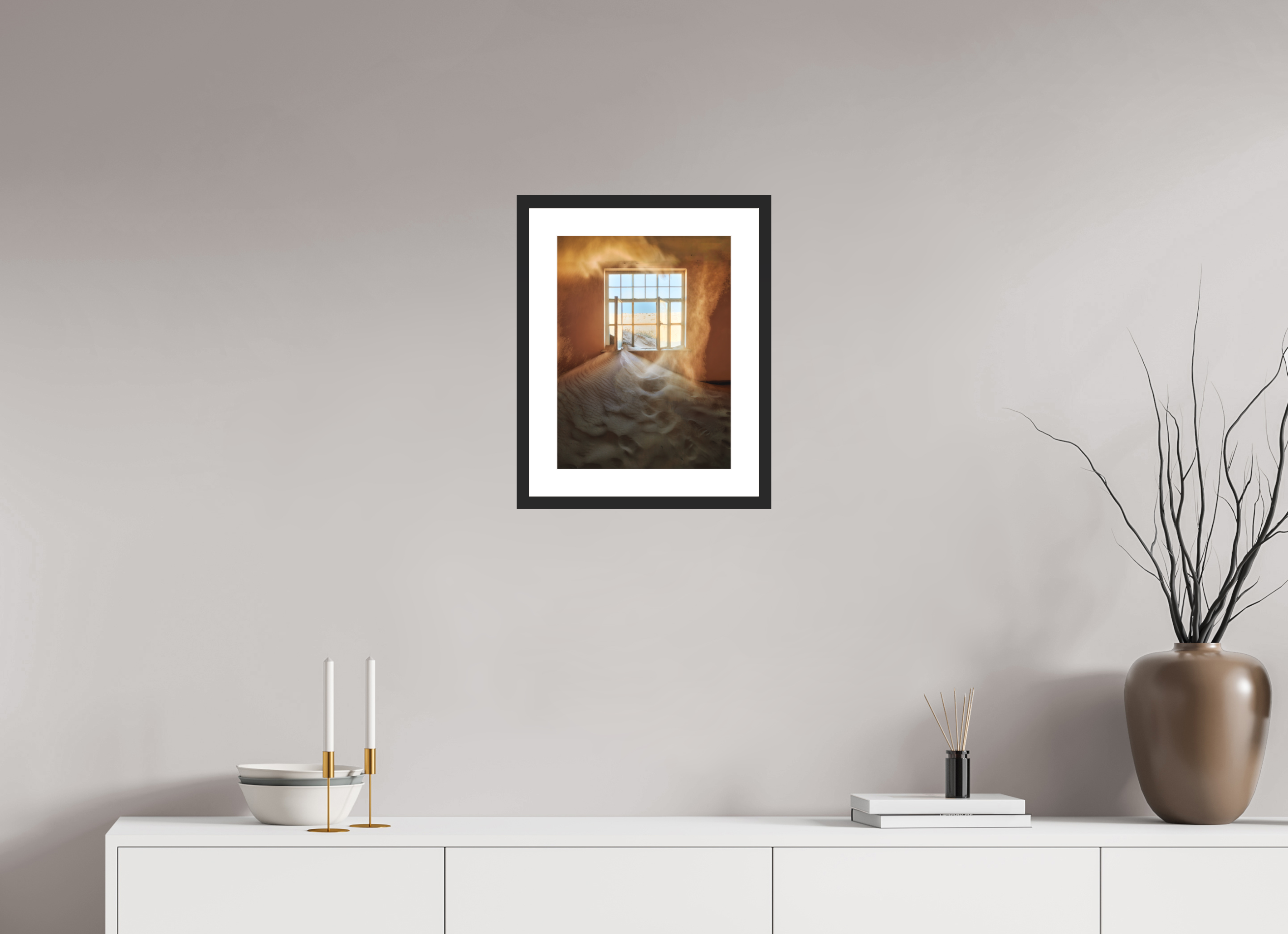 12 x 16″, Passe-Partout Black Frame Window in Time