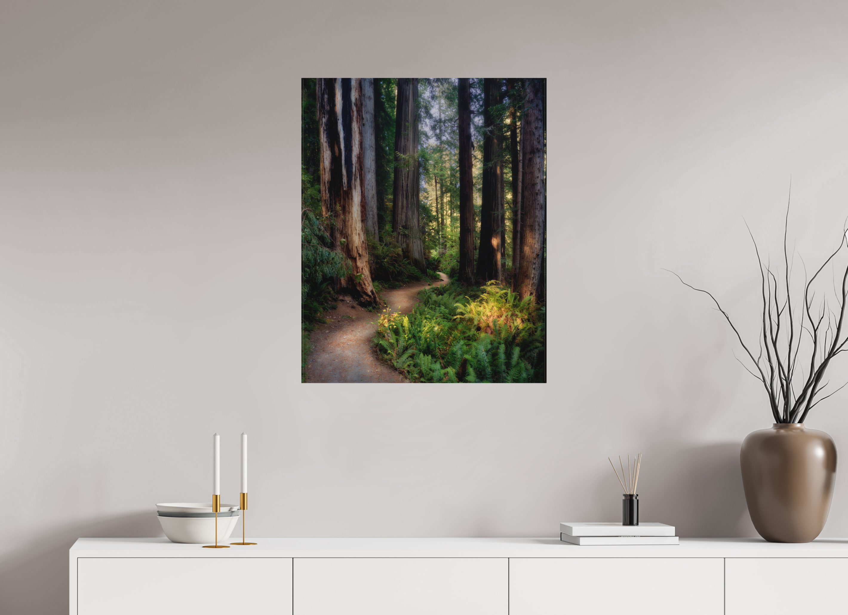 24 x 30″, Fine Art Textile Prairie Creek Redwoods Pathway