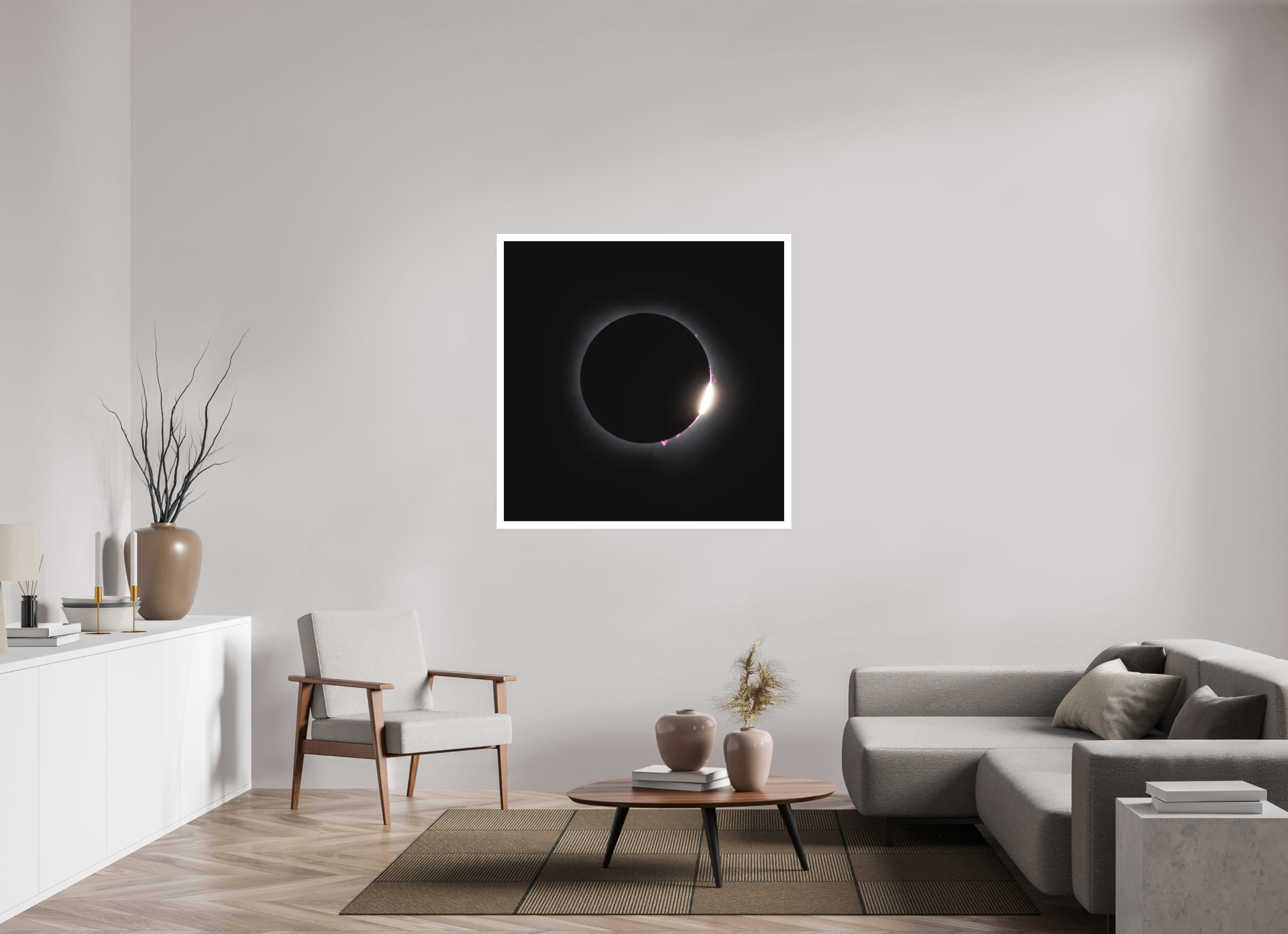 45 x 45″, Fine Art Bonded Acrylic 2024 Eclipse: Diamond Ring & Baily's Beads [OLD]