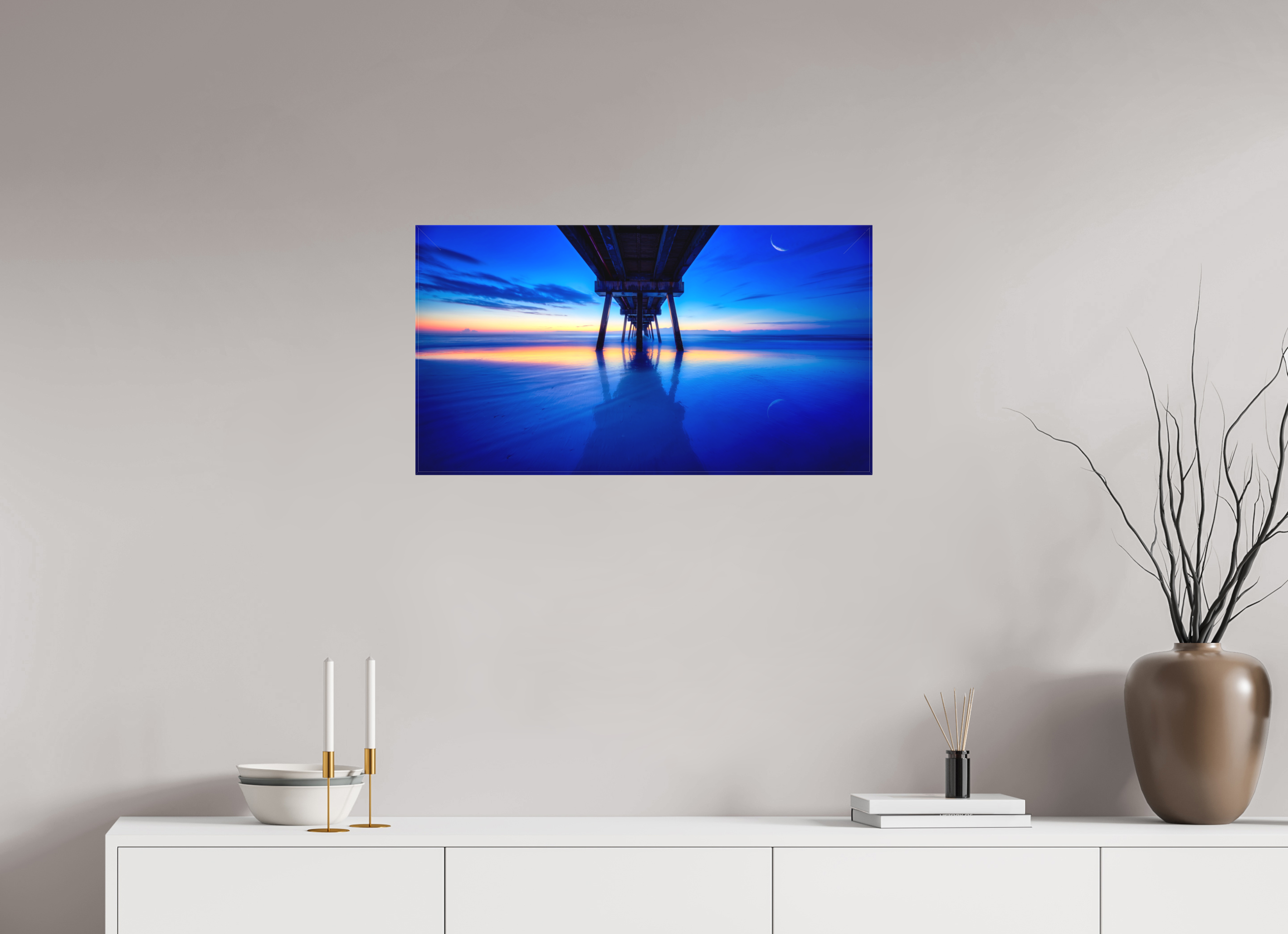 29.6 x 16″, Fine Art Textile Dawn at The Jax Pier