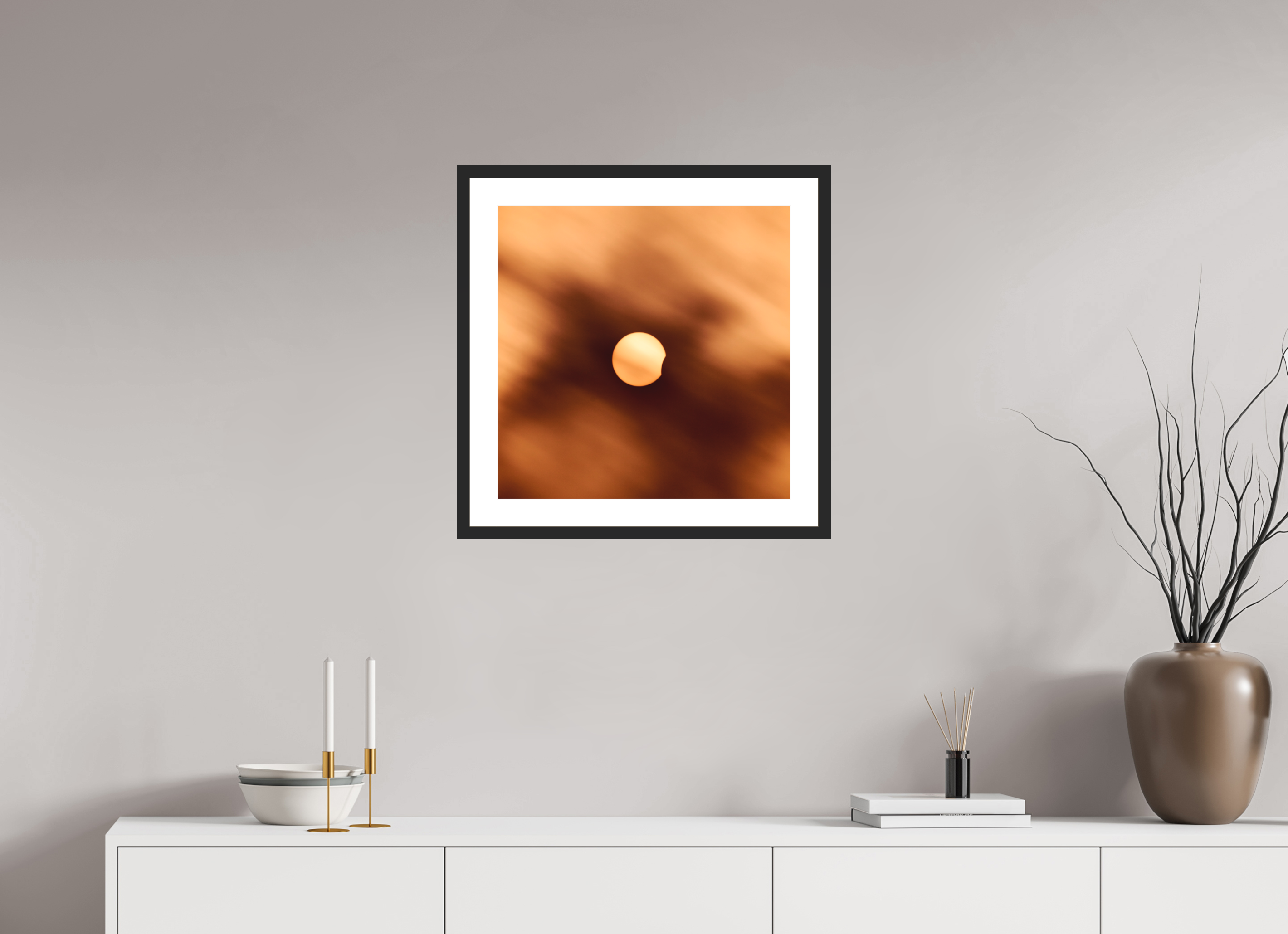 20 x 20″, Passe-Partout Black Frame 2024 Eclipse First Kiss