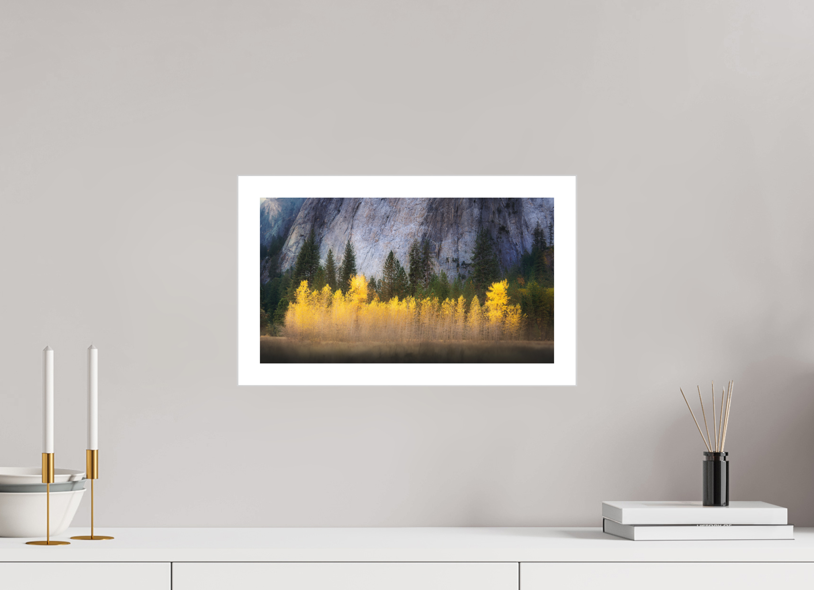 16 x 9″, Fine Art Bonded Acrylic Quaking Aspens Beneath Cathedral Rock