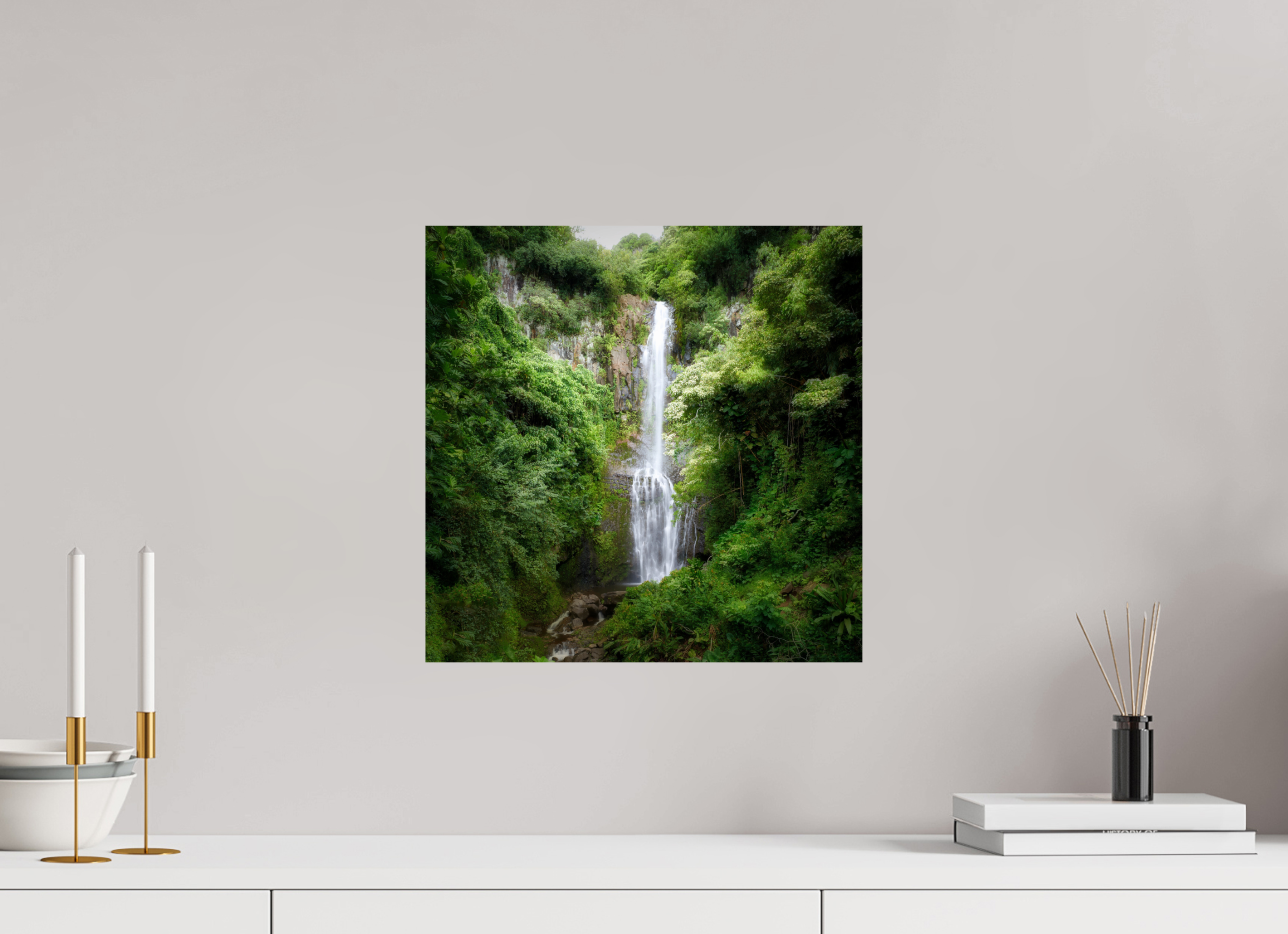 15 x 15″, Giclée Alu-Dibond Maui's Makahiku Falls