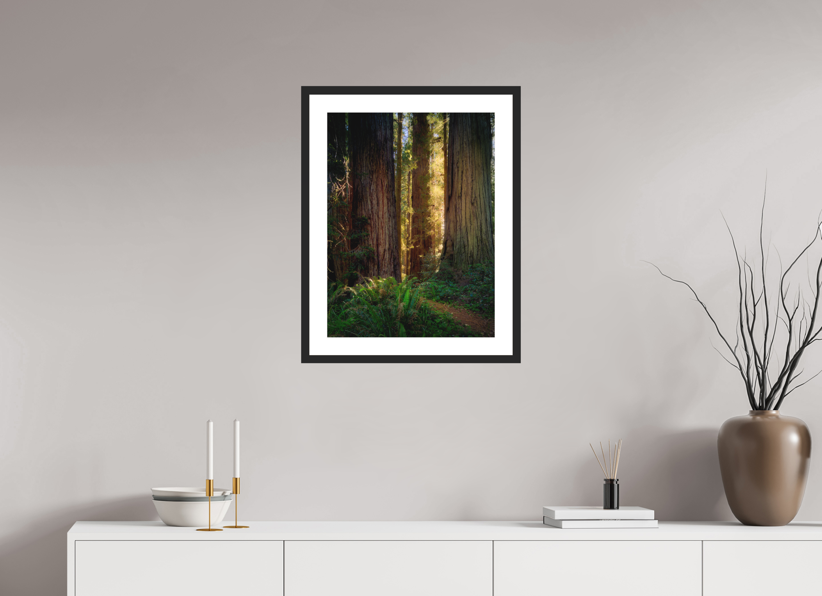 18 x 24″, Passe-Partout Black Frame Novaculata: Back to the Redwoods