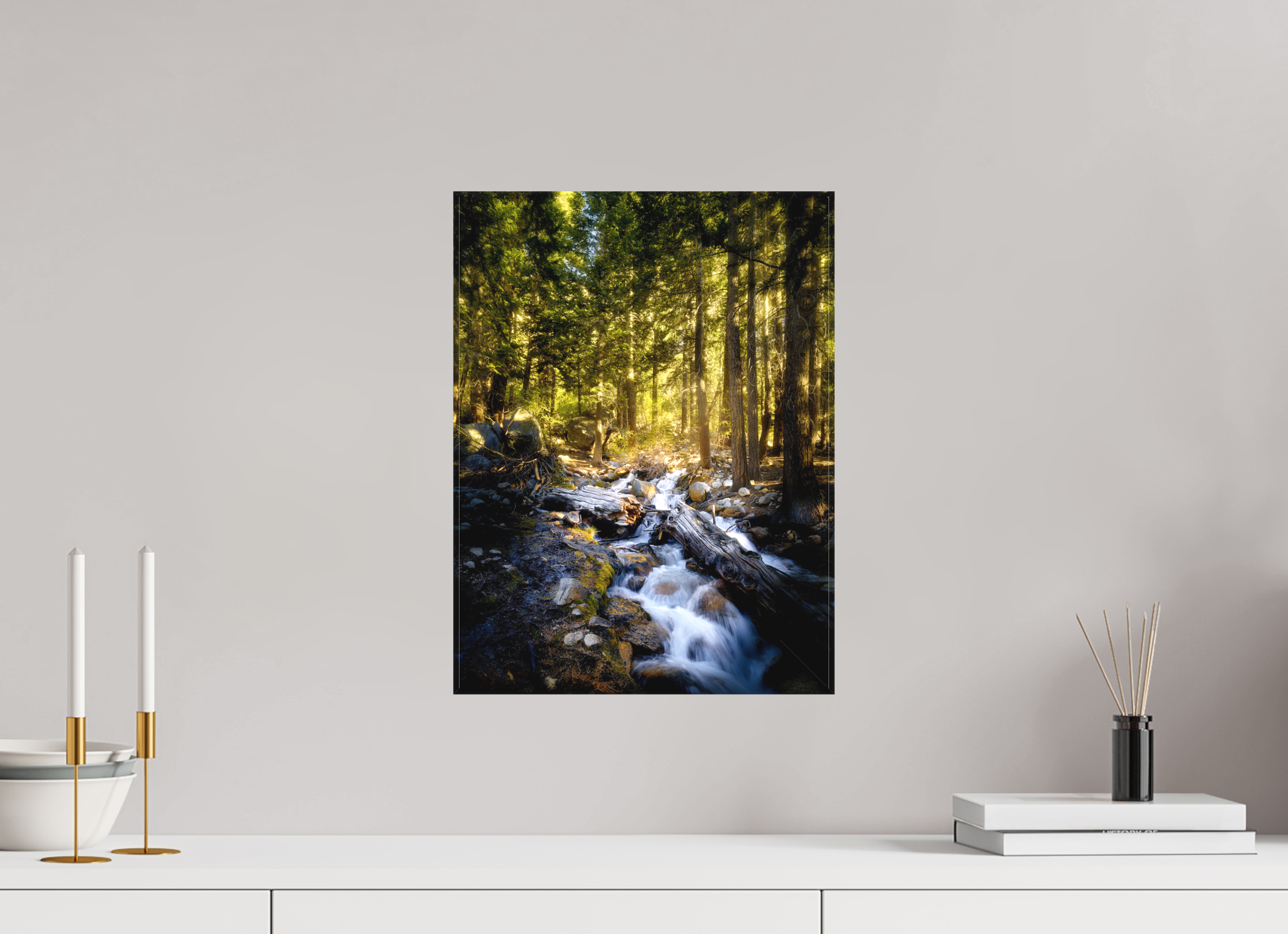 12 x 16″, Fine Art Textile Lone Pine Creek Waterfall on Mt. Whitney