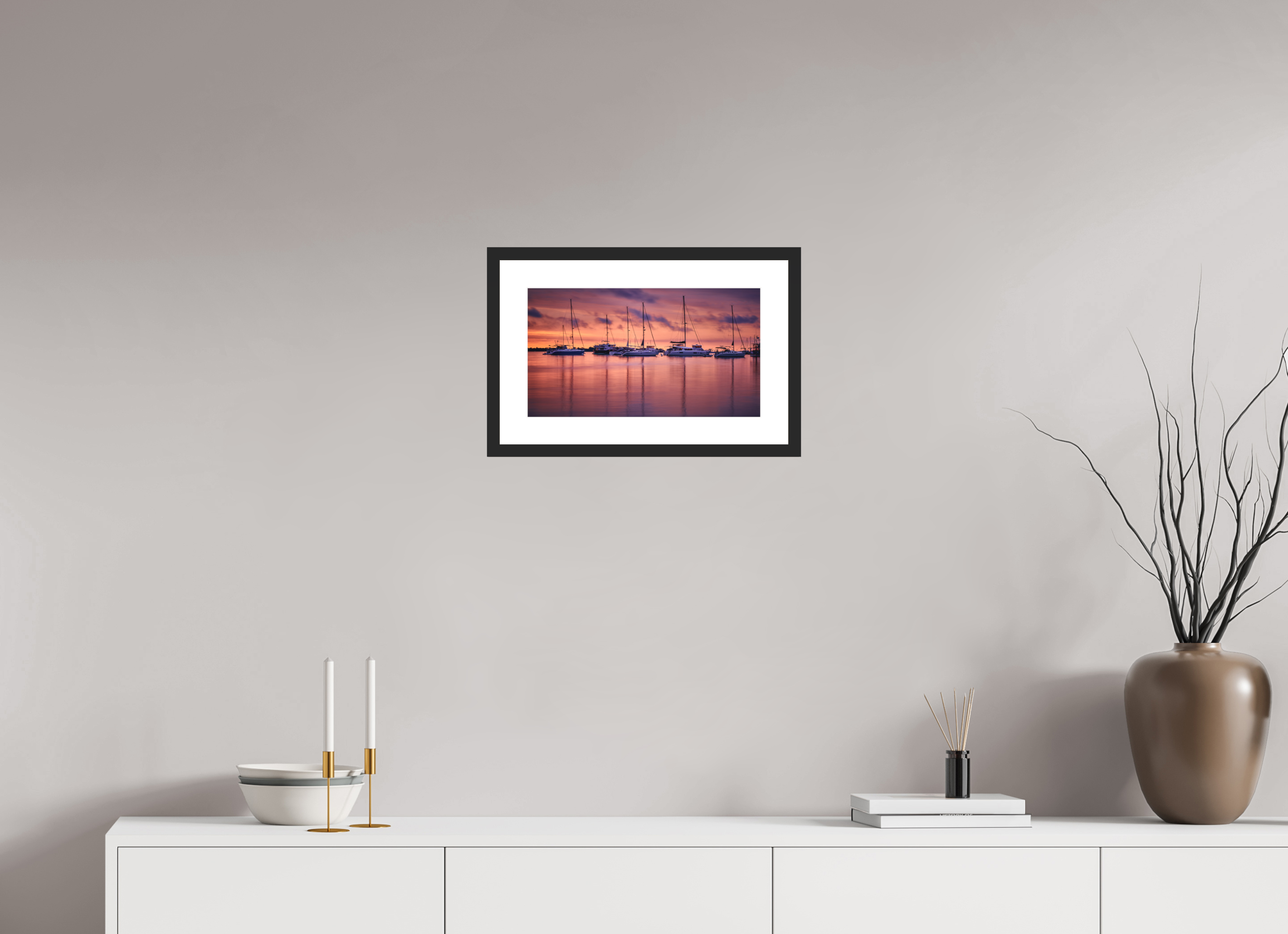 16 x 9″, Passe-Partout Black Frame Portum Tutum: The Annapolis Harbor at Dawn
