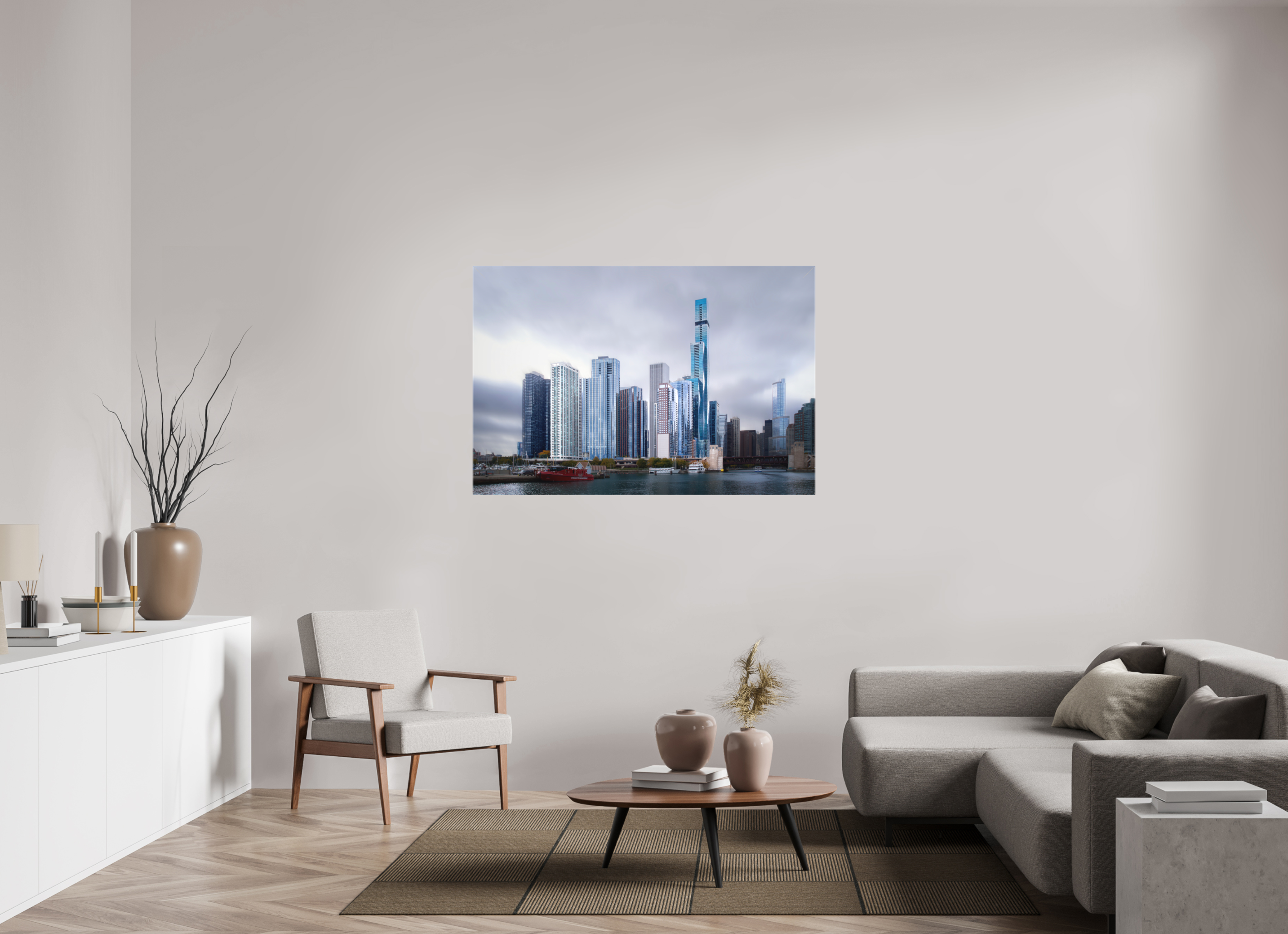 54 x 36″, Fine Art Textile Tomorrow Land — the Chicago Skyline