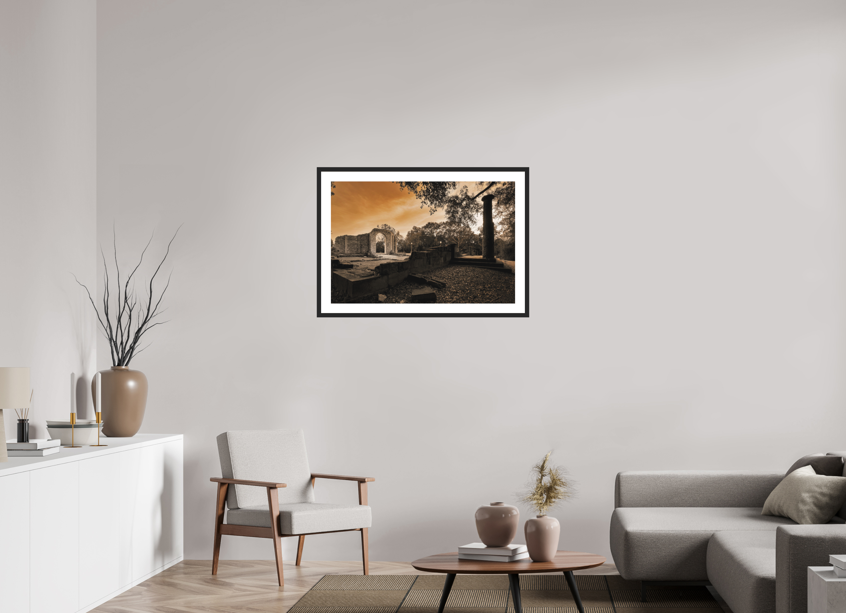 36 x 24″, Passe-Partout Black Frame Ruins