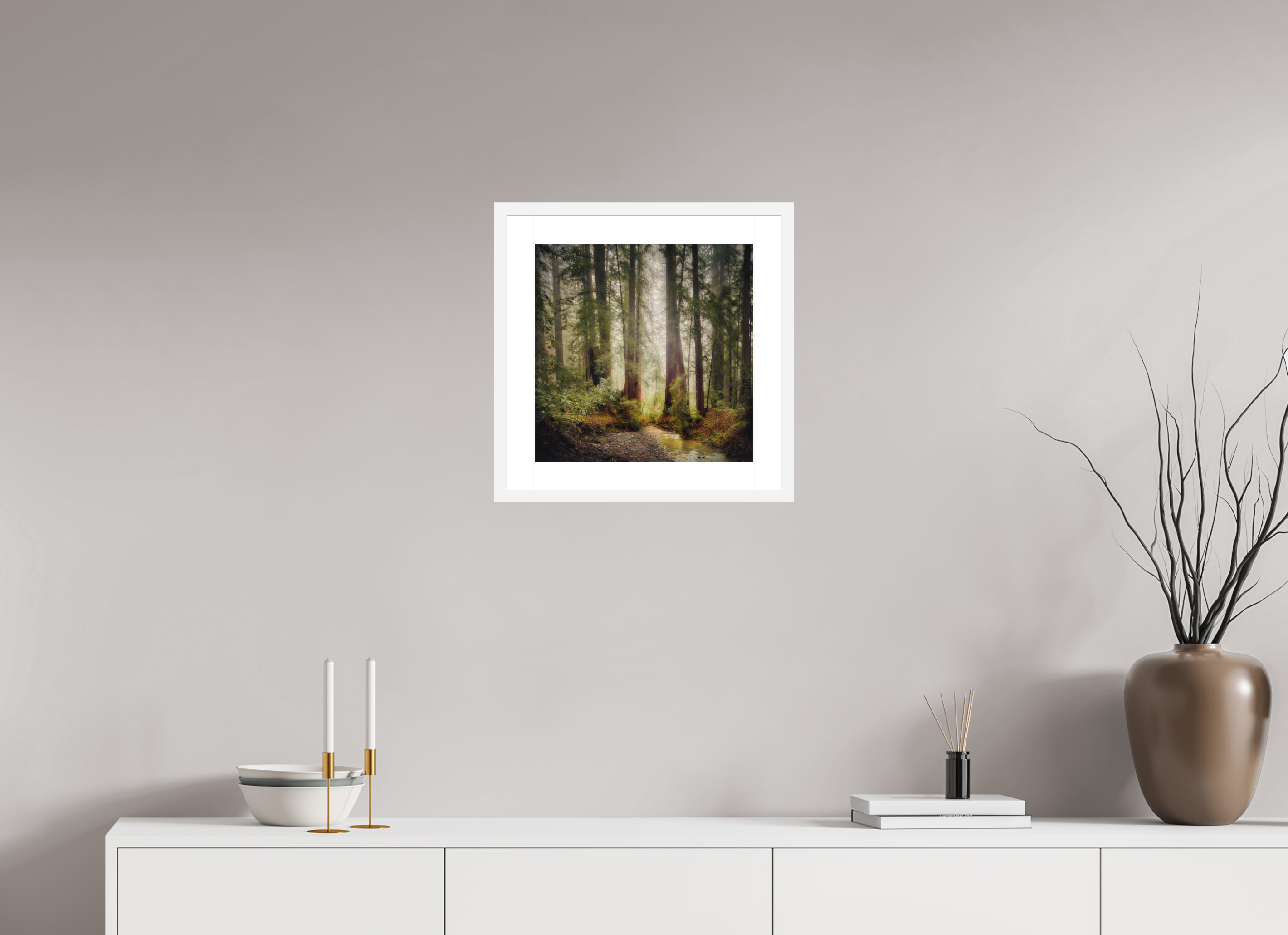 15 x 15″, Passe-Partout White Frame Armstrong Woods IV: Lucem in Nemore