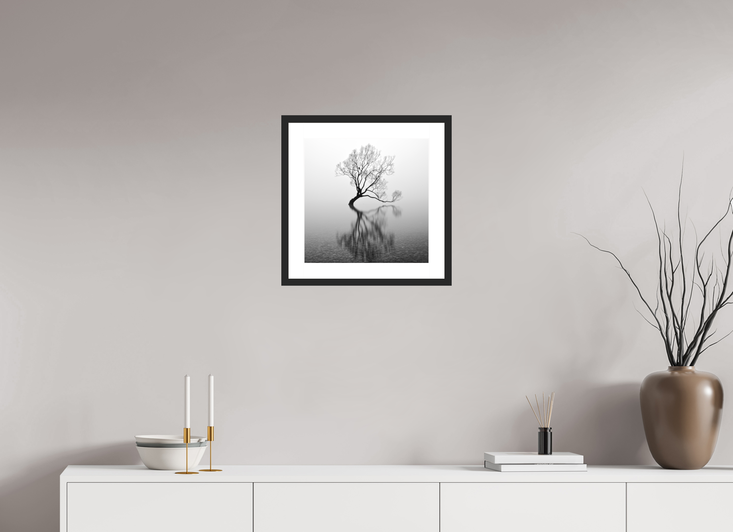 15 x 15″, Passe-Partout Black Frame Wanaka I: Rich Minimalism