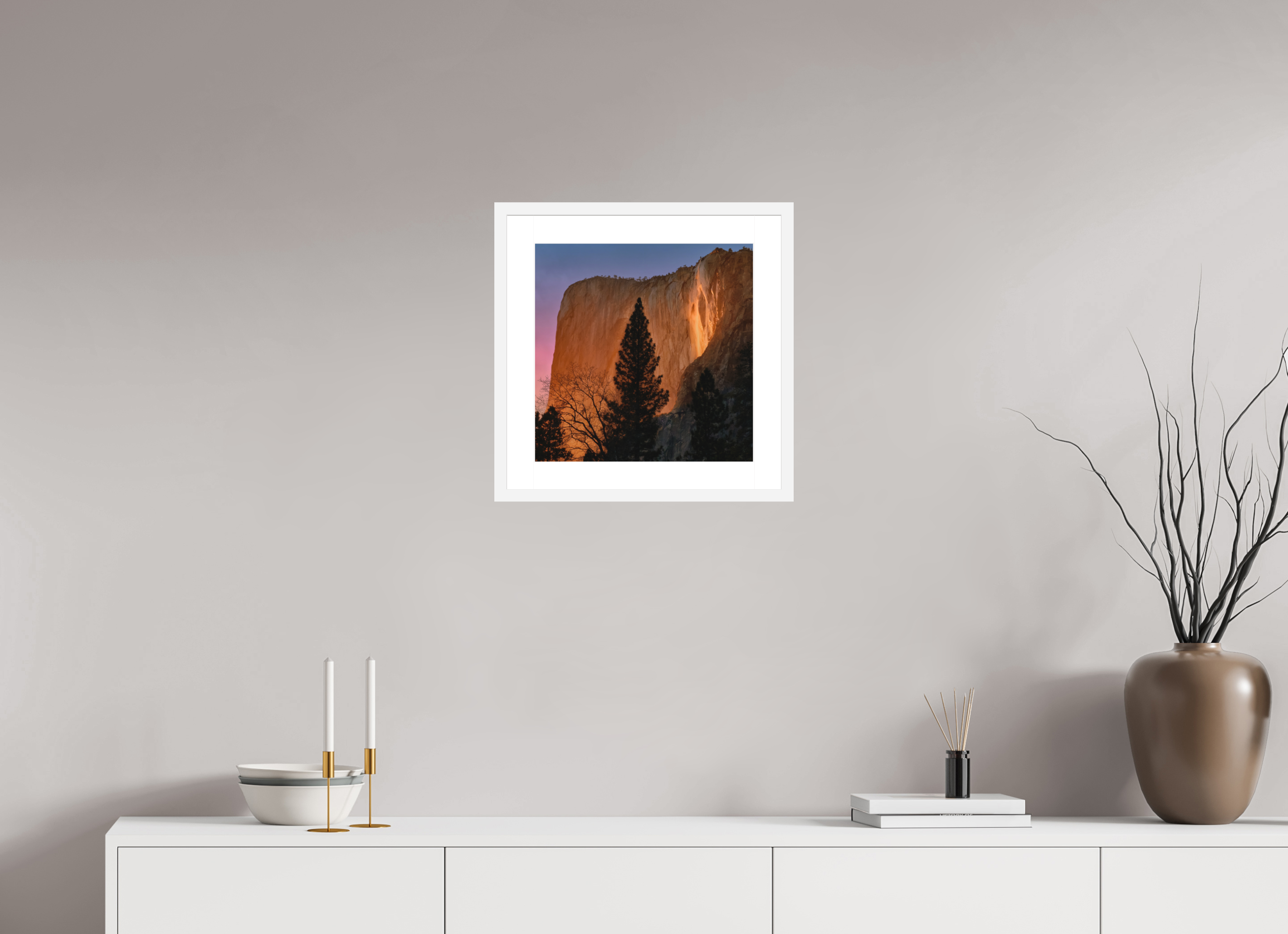 15 x 15″, Passe-Partout White Frame Horsetail Fall 2025