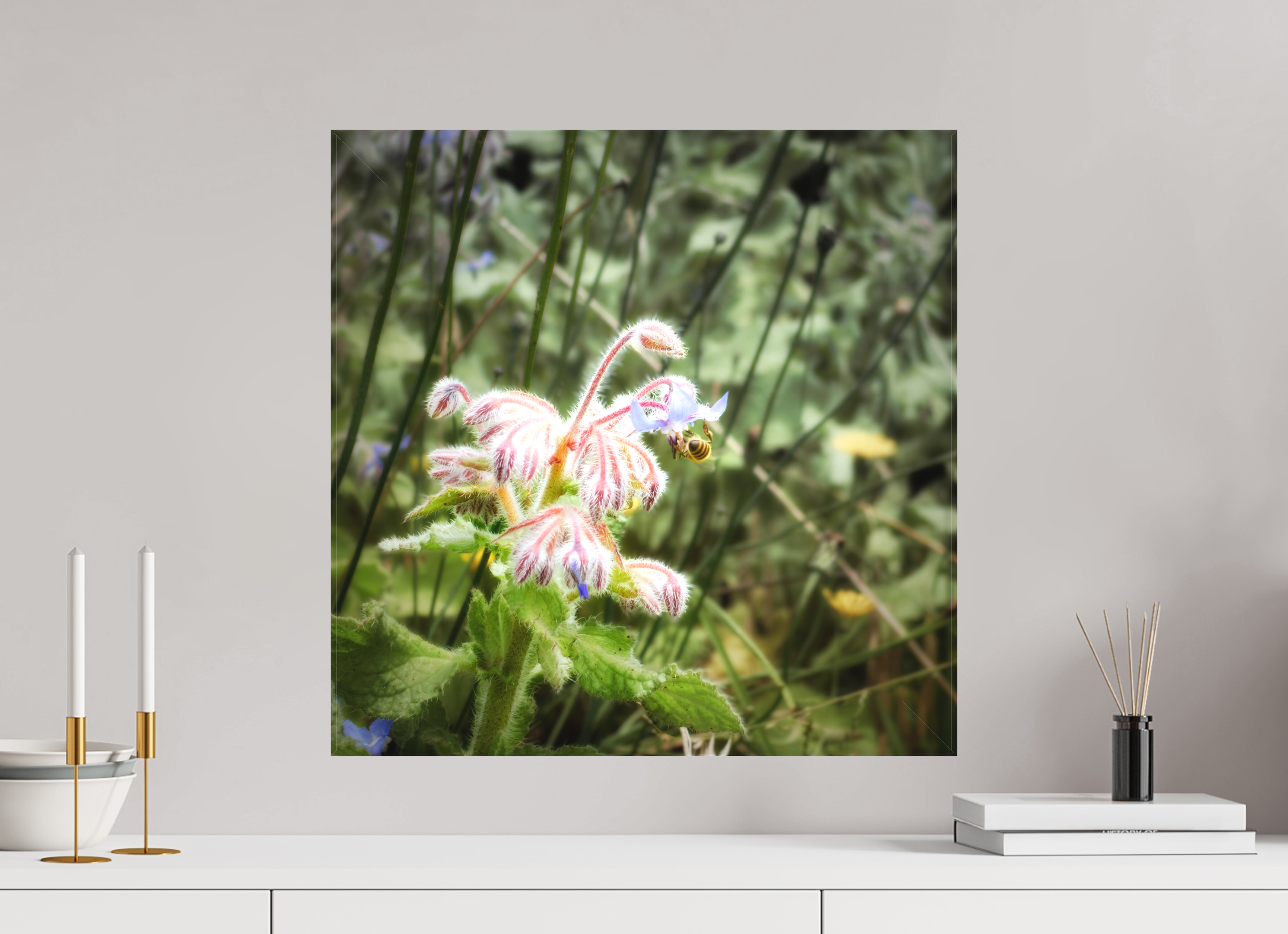 20 x 20″, Fine Art Textile Maui Honeybee Hard at Work