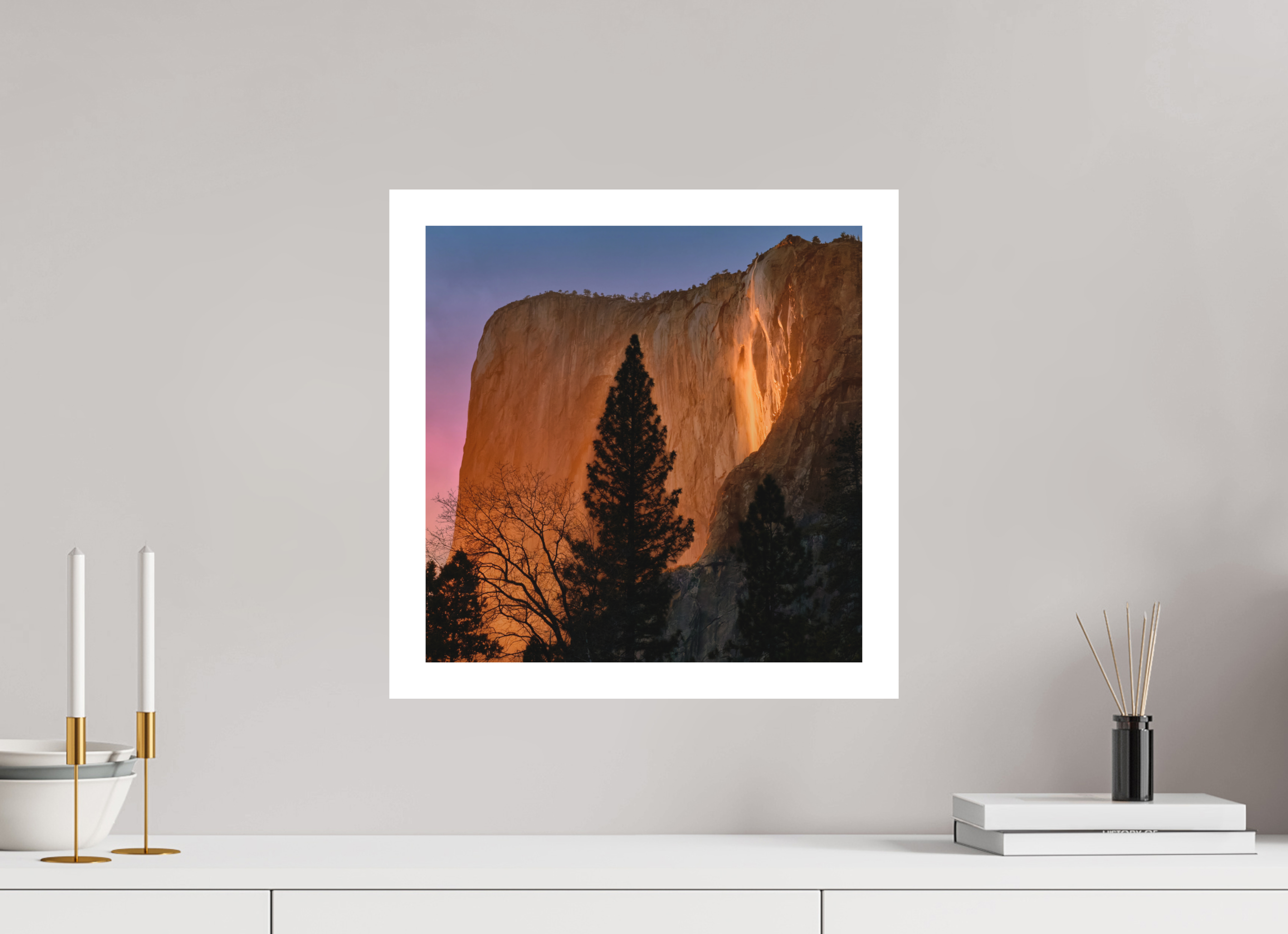 15 x 15″, Bonded Acrylic Mat + White Frame Horsetail Fall 2025