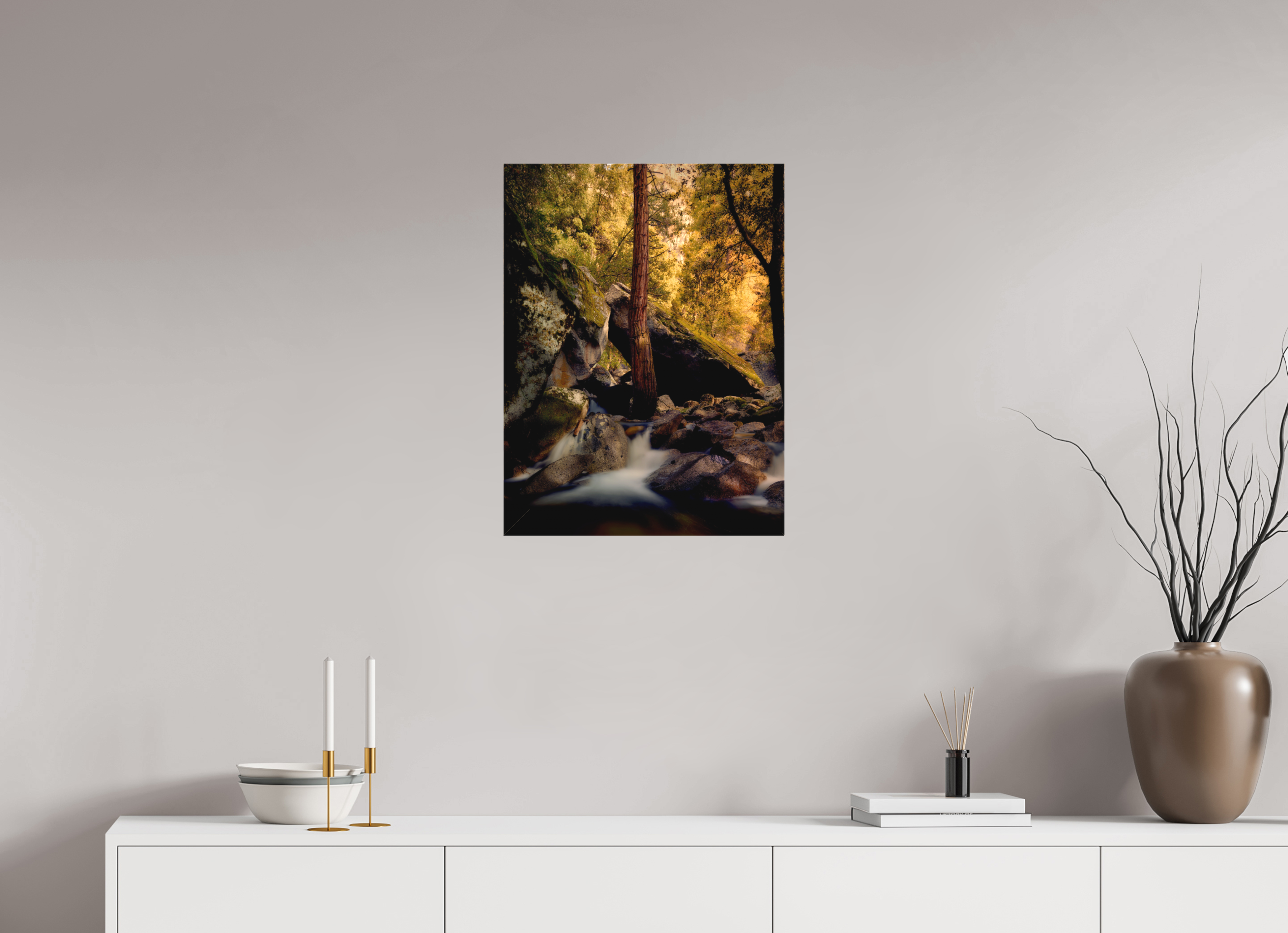 18 x 24″, Fine Art Textile Yosemite's Cascade Creek at Sunrise