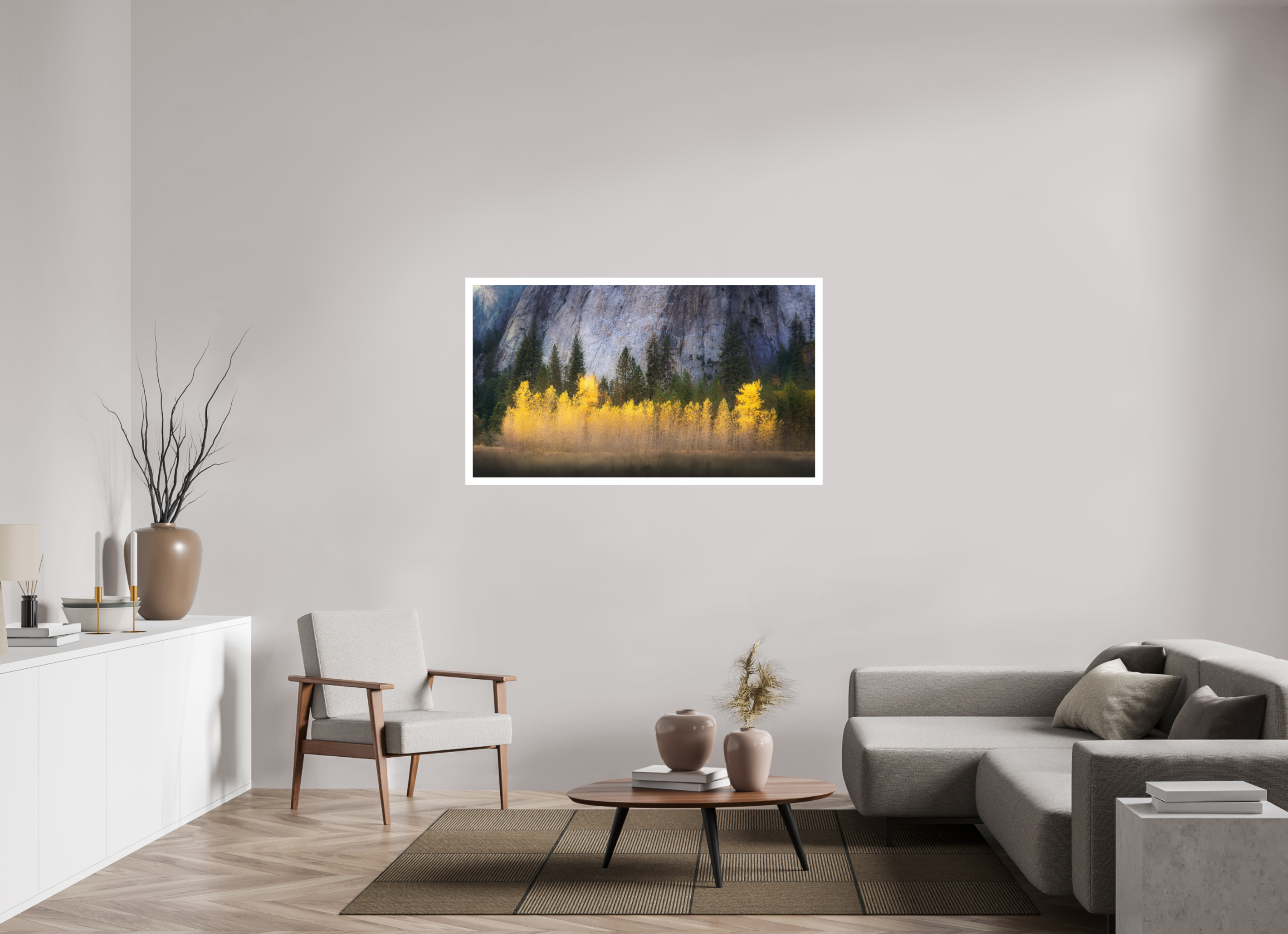55 x 30.9″, Fine Art Bonded Acrylic Quaking Aspens Beneath Cathedral Rock